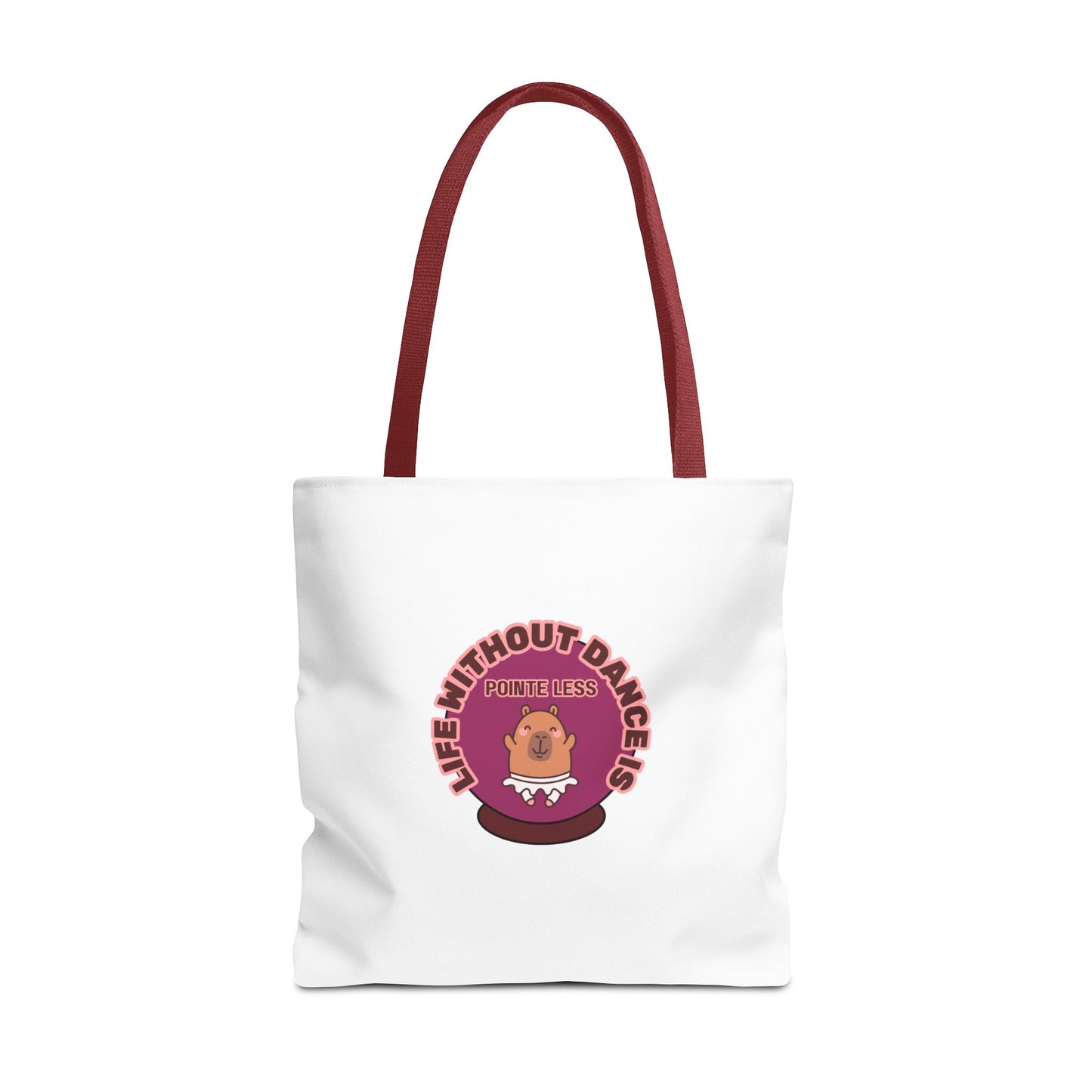 "Life Without Dance Is Pointeless" Capybara Canvas Tote Bag – Funny Dance Pun Tote for Dancers & Animal Lovers