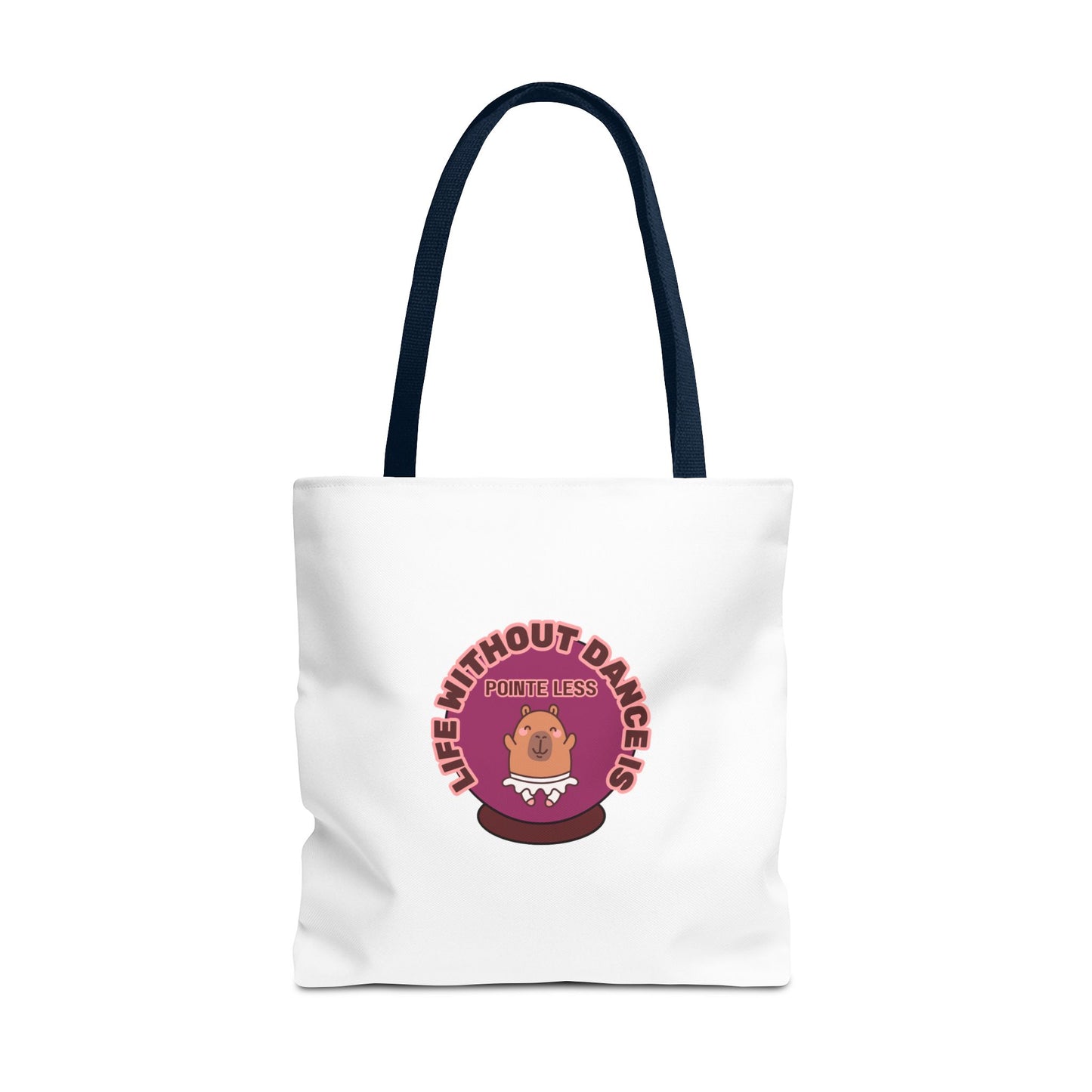 "Life Without Dance Is Pointeless" Capybara Canvas Tote Bag – Funny Dance Pun Tote for Dancers & Animal Lovers
