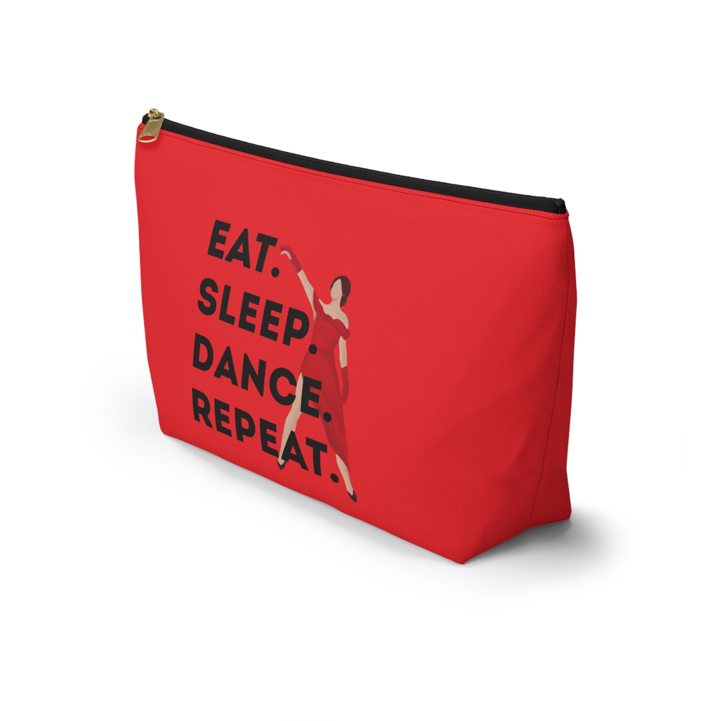“Eat Sleep Dance Repeat” Makeup Bag – Bold Dancer Graphic – Dance-Themed Zipper Pouch for Cosmetics, Accessories & Travel Essentials