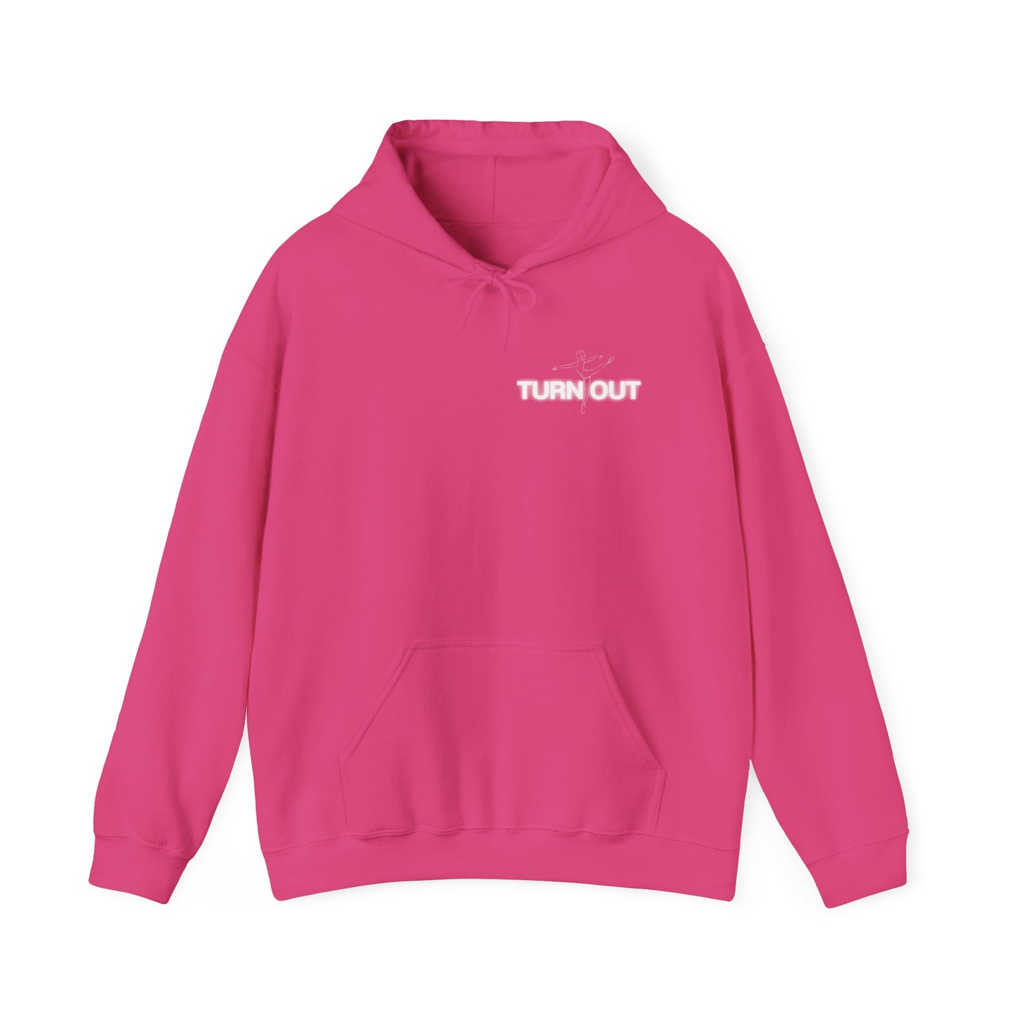 "Turn Out" Ballet Hoodie – Unisex Heavy Blend™ Hooded Sweatshirt with Front & Back Ballerina Graphics for Dancers