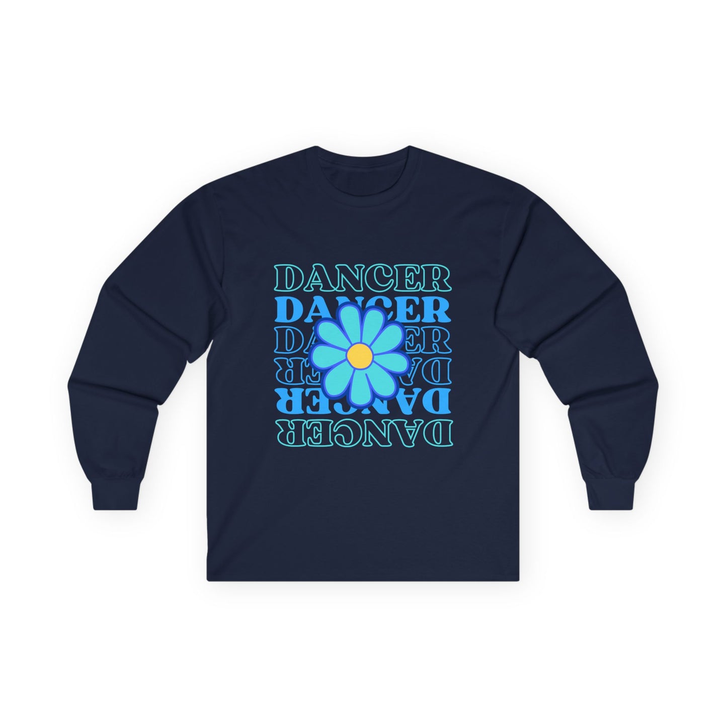 "Dancer" Unisex Long Sleeve Tee – Elegant Floral Text Graphic Dance Shirt for Performers, Instructors & Studio Style