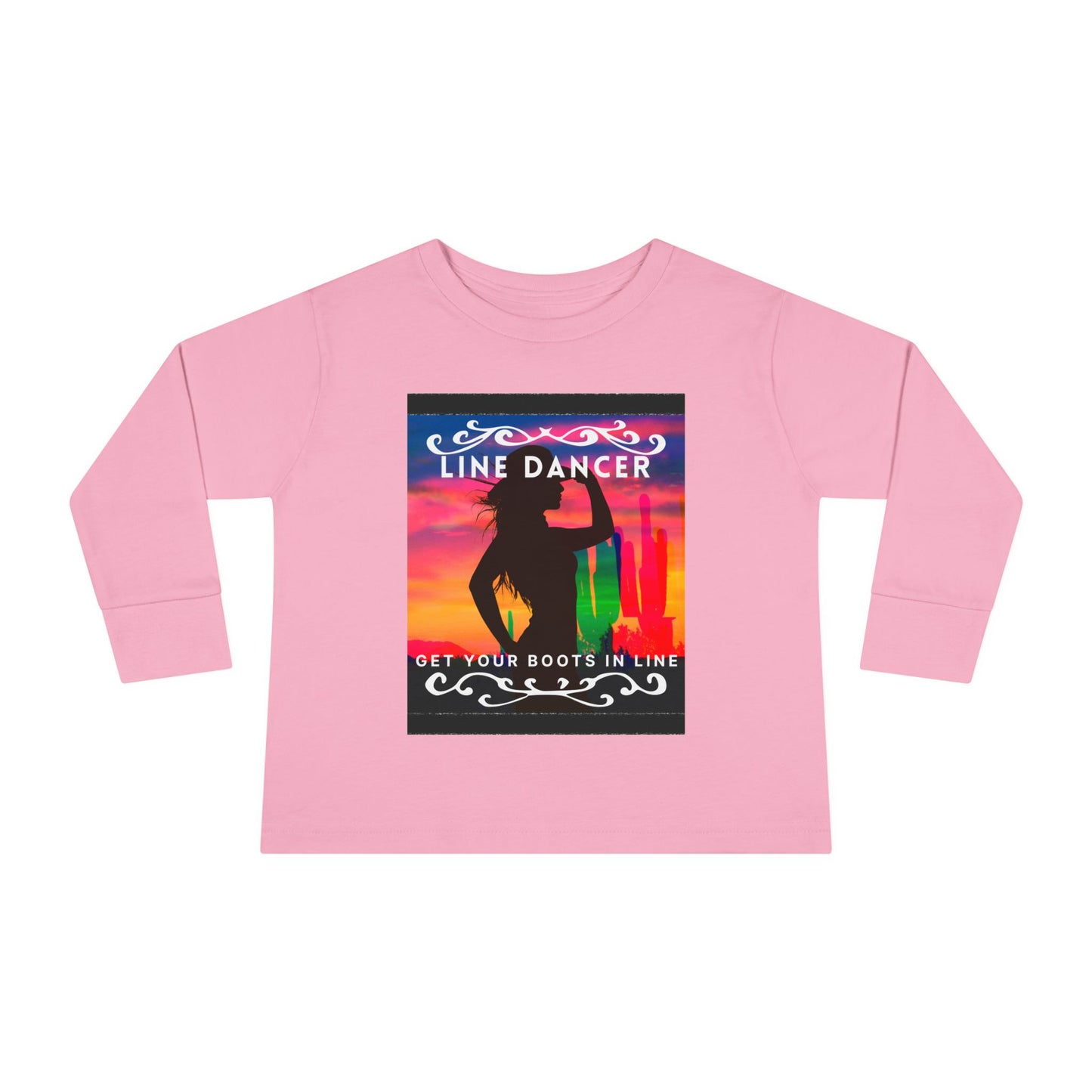 "Line Dancer – Get Your Boots in Line" Toddler Dance T-Shirt – Western-Inspired Long Sleeve Tee for Kids
