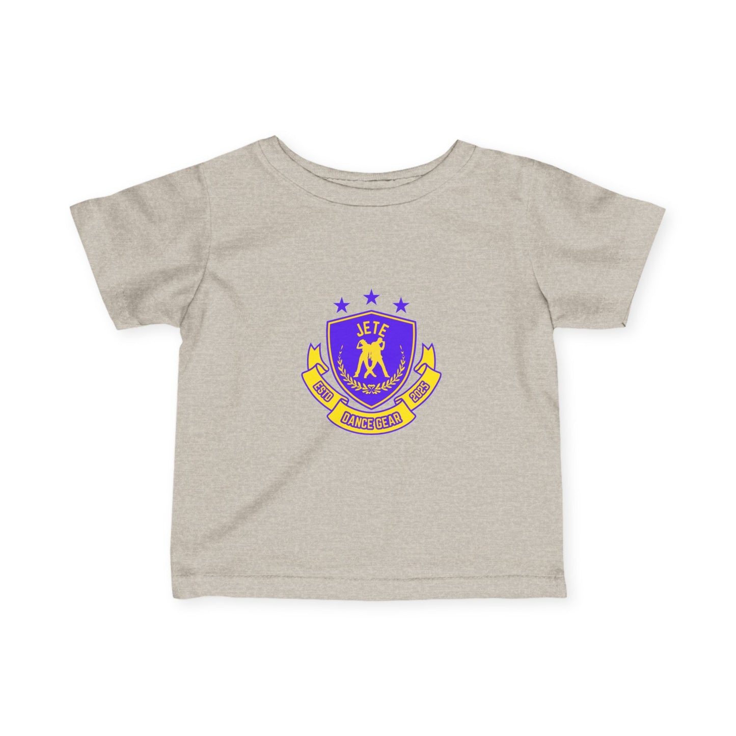 "Jeté Dance Gear" Infant Dance T-Shirt – Collegiate-Inspired Dancer Graphic Short Sleeve Tee for Babies