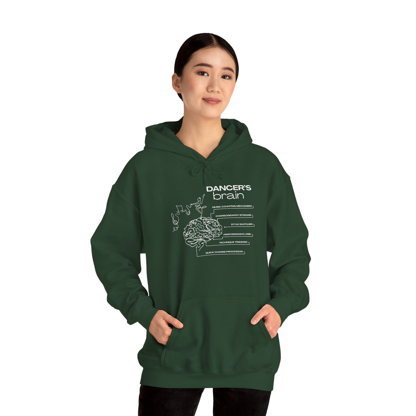 "Dancer’s Brain" Unisex Hoodie – Funny Dance-Themed Hoodie for Teens and Adults with Personalization Option and Cute Dancer Brain Graphic