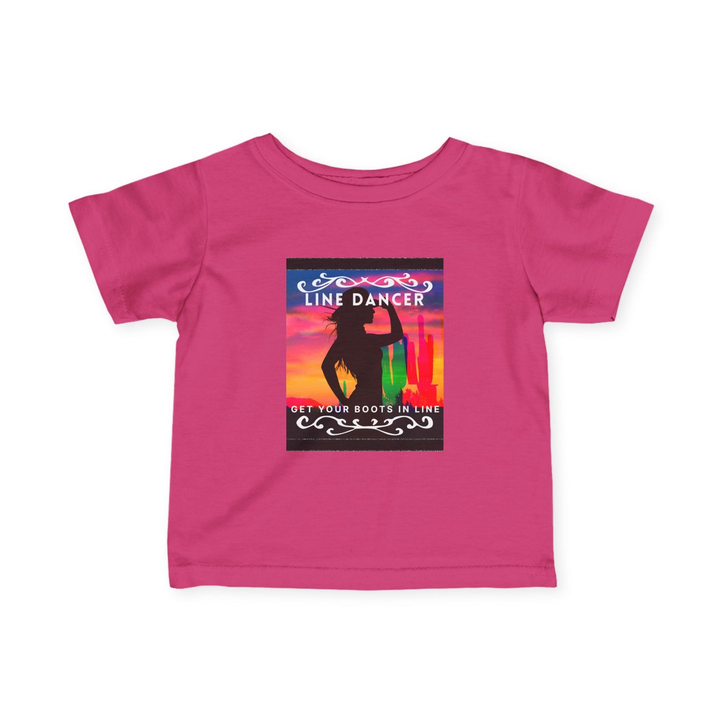 "Line Dancer, Get Your Boots in Line" Western-Inspired Graphic – Infant Fine Jersey Dance Tee