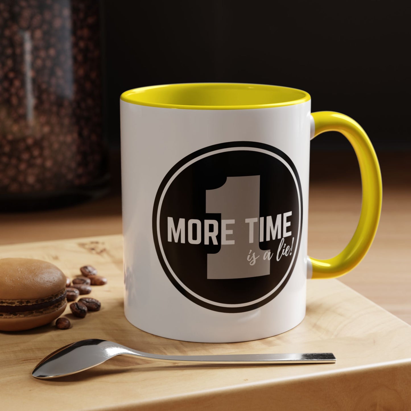 "One More Time is a Lie" Dance Quote Accent Coffee Mug – Bold Emblem Graphic Ceramic Cup