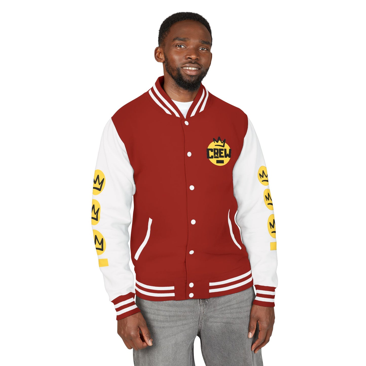Full Out Premium Collection Letterman Jacket β Unisex Heavyweight Varsity Jacket with "Full Out" Back Graphic and "Crew" Front Design
