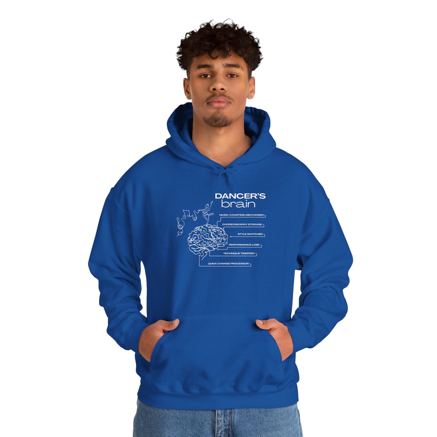 "Dancer’s Brain" Unisex Hoodie – Funny Dance-Themed Hoodie for Teens and Adults with Personalization Option and Cute Dancer Brain Graphic
