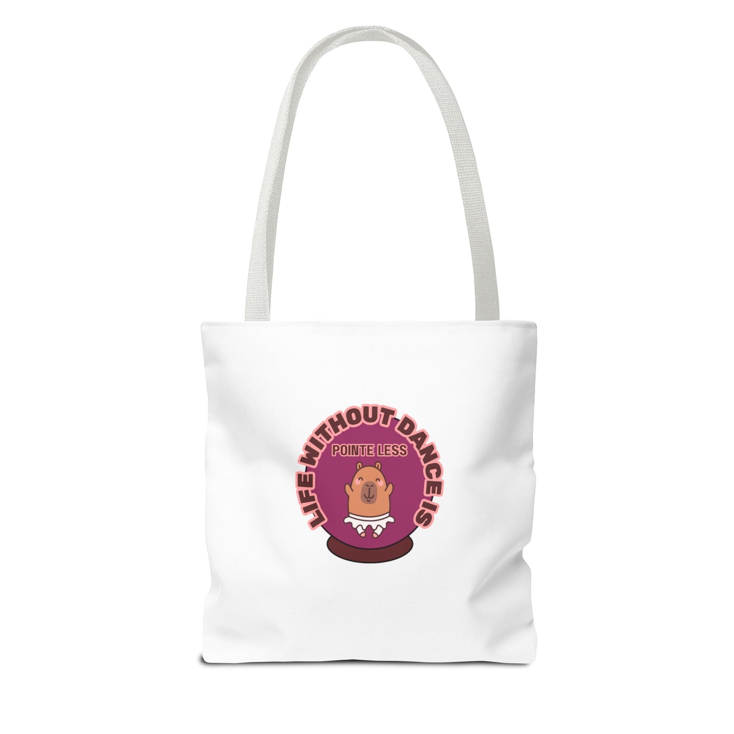"Life Without Dance Is Pointeless" Capybara Canvas Tote Bag – Funny Dance Pun Tote for Dancers & Animal Lovers