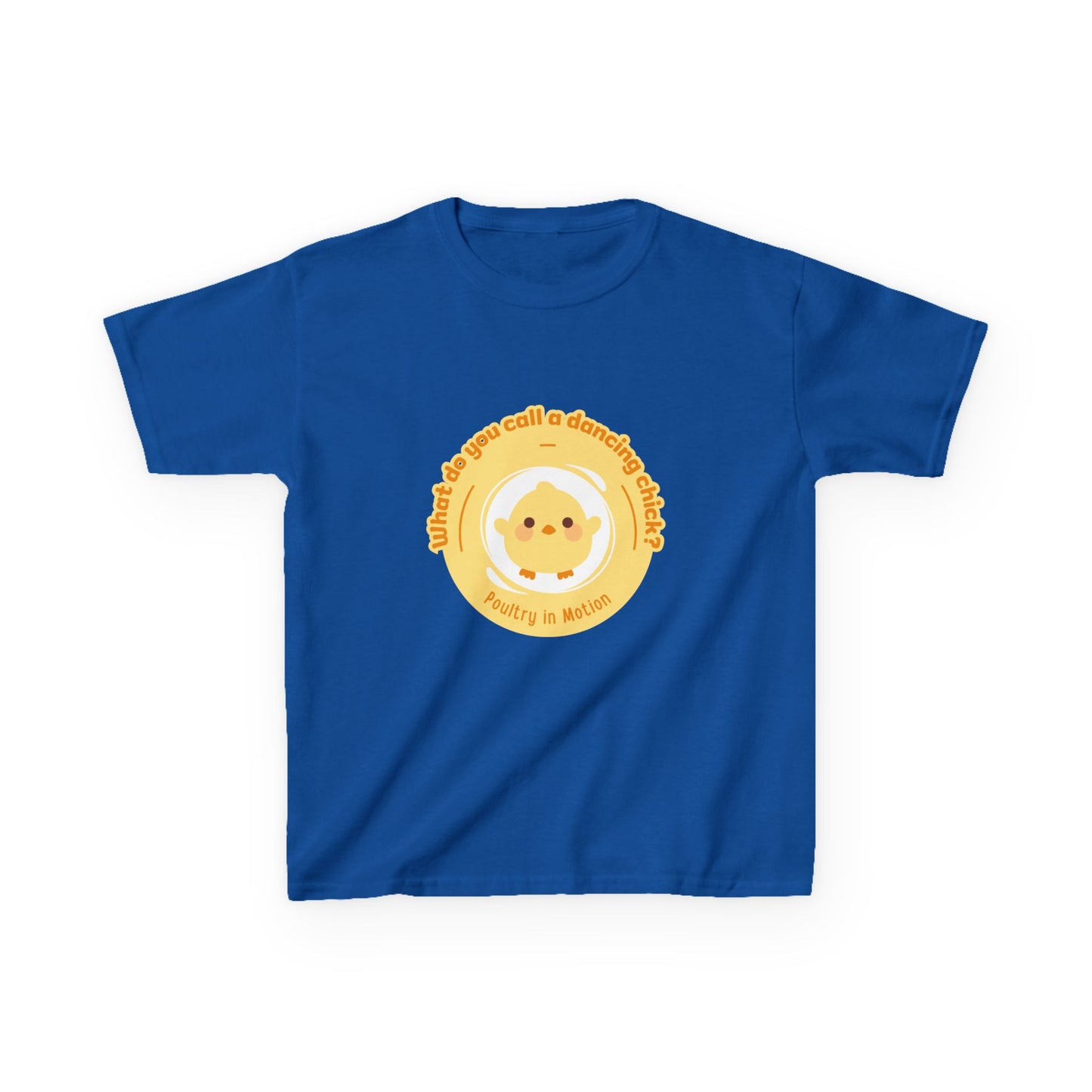 “What do you call a dancing chick? Poultry in Motion” Funny Chick Dance Tee for Kids – Cute Chicken Graphic - Youth Dance Pun T-Shirt