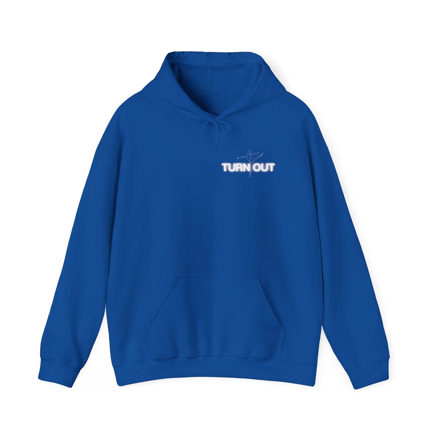 "Turn Out" Ballet Hoodie – Unisex Heavy Blend™ Hooded Sweatshirt with Front & Back Ballerina Graphics for Dancers