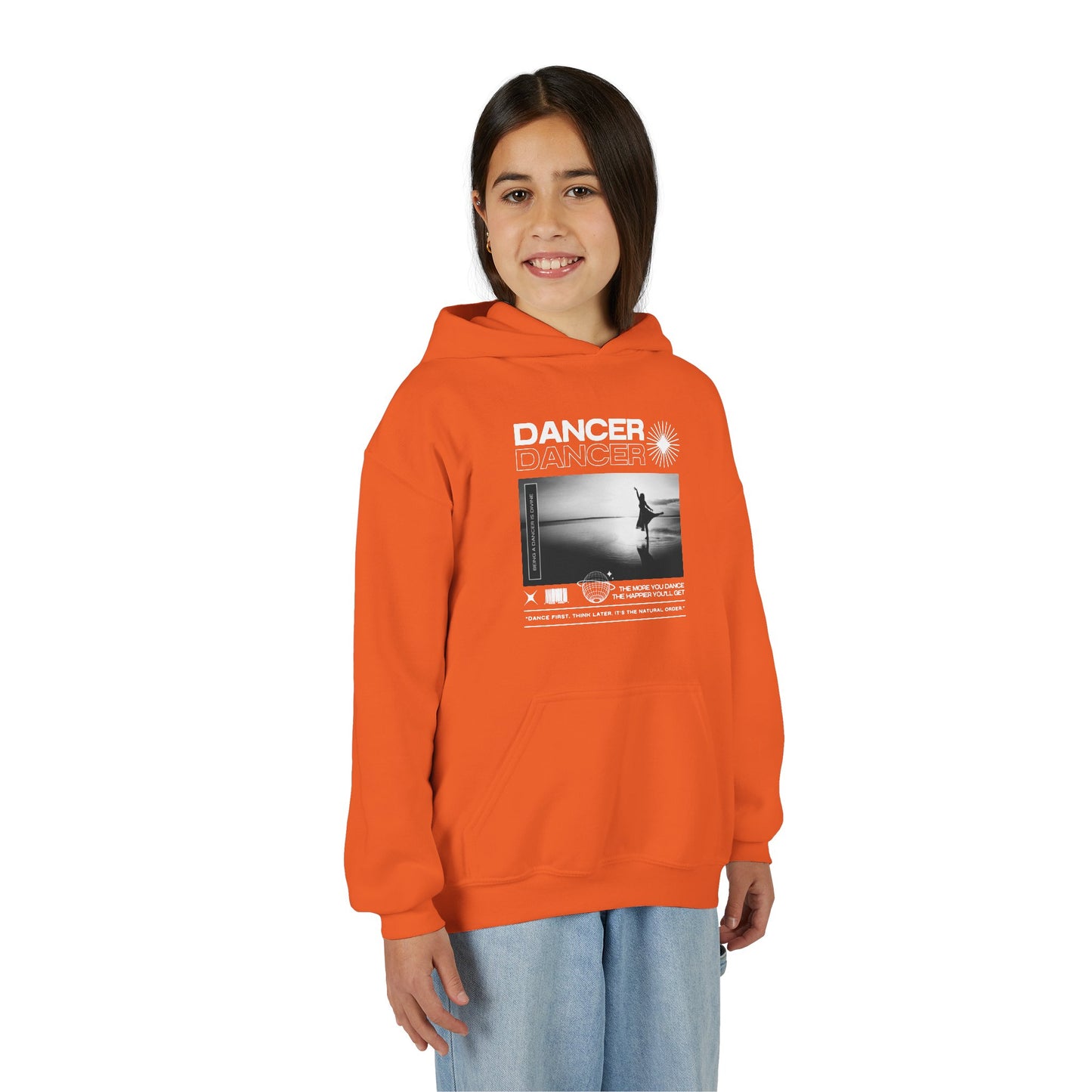 “Dancer” Arabesque on the Beach Graphic | Unisex Youth Hoodie – Streetwear-Inspired Ballet Dance Hoodie for Kids & Young Dancers