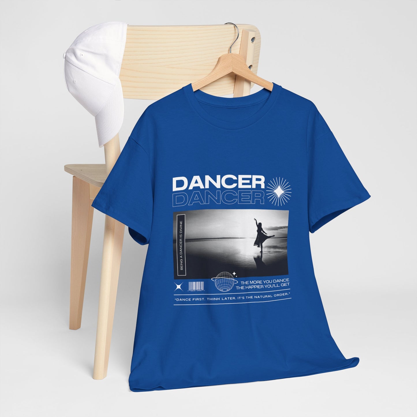 "Dancer" Arabesque Beach Scene Unisex Heavy Cotton Tee – Streetwear-Inspired Ballet Dance Graphic T-Shirt