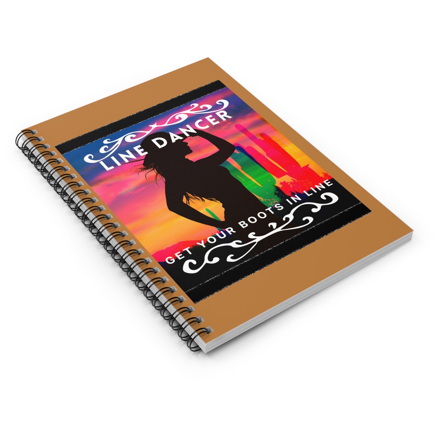 "Line Dancer, Get Your Boots in Line" Western-Inspired Design – Spiral Dance Notebook for Journaling, Class Notes & Choreo Planning