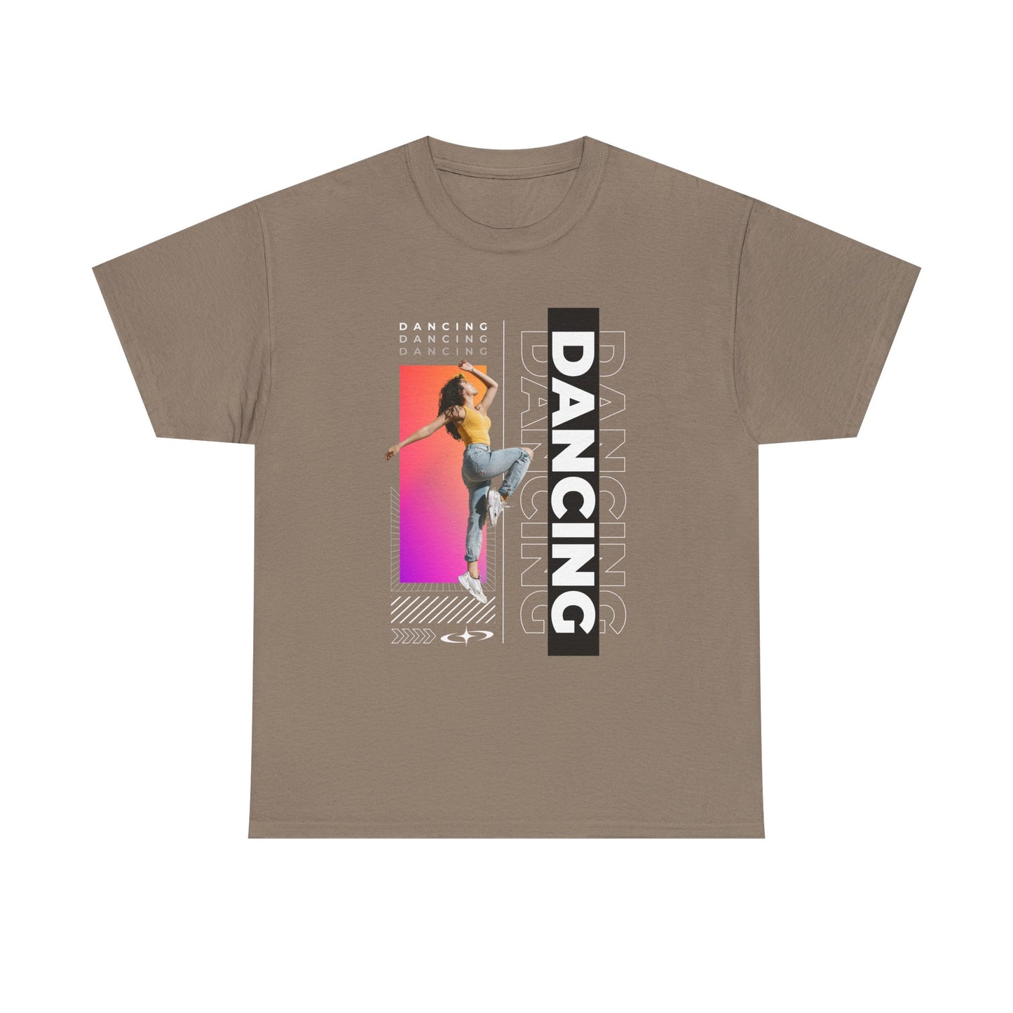 “Dancing” Streetwear-Inspired Female Dancer Unisex Heavy Cotton Tee – Urban Dance Graphic T-Shirt for Performers and Dance Lovers