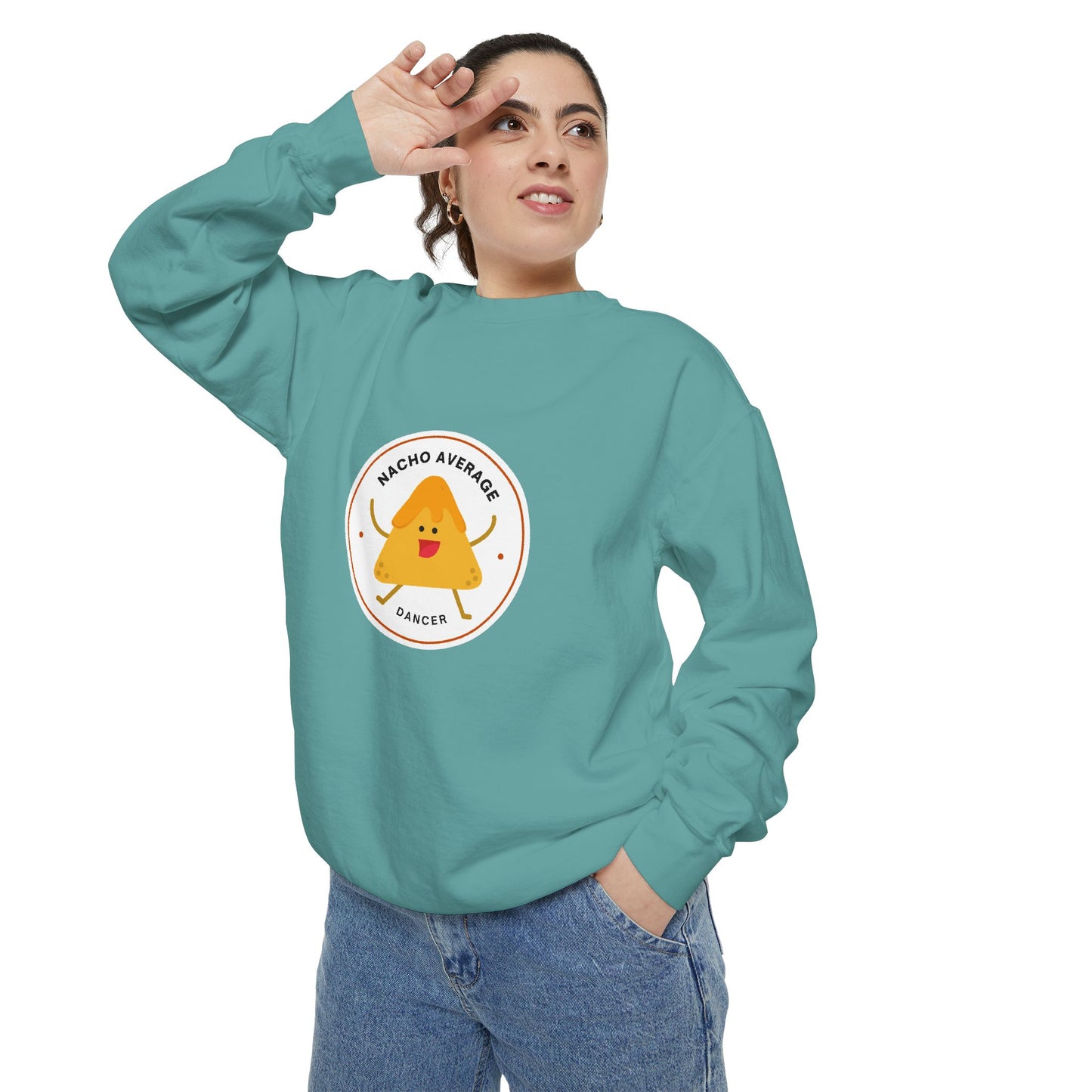 "Nacho Average Dancer" Unisex Lightweight Crewneck Sweatshirt – Cute Dance Pun Pullover with Fun Nacho Graphic for Dancers & Foodie Fans