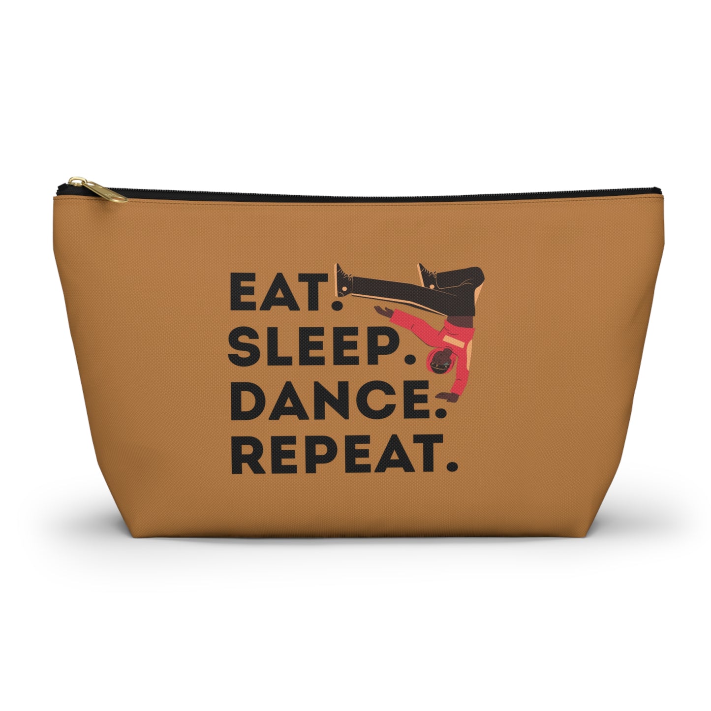 “Eat Sleep Dance Repeat” Makeup Bag – Bold B-Boy Dancer Graphic – Hip Hop Dance-Themed Zipper Pouch for Cosmetics, Accessories & Travel Essentials