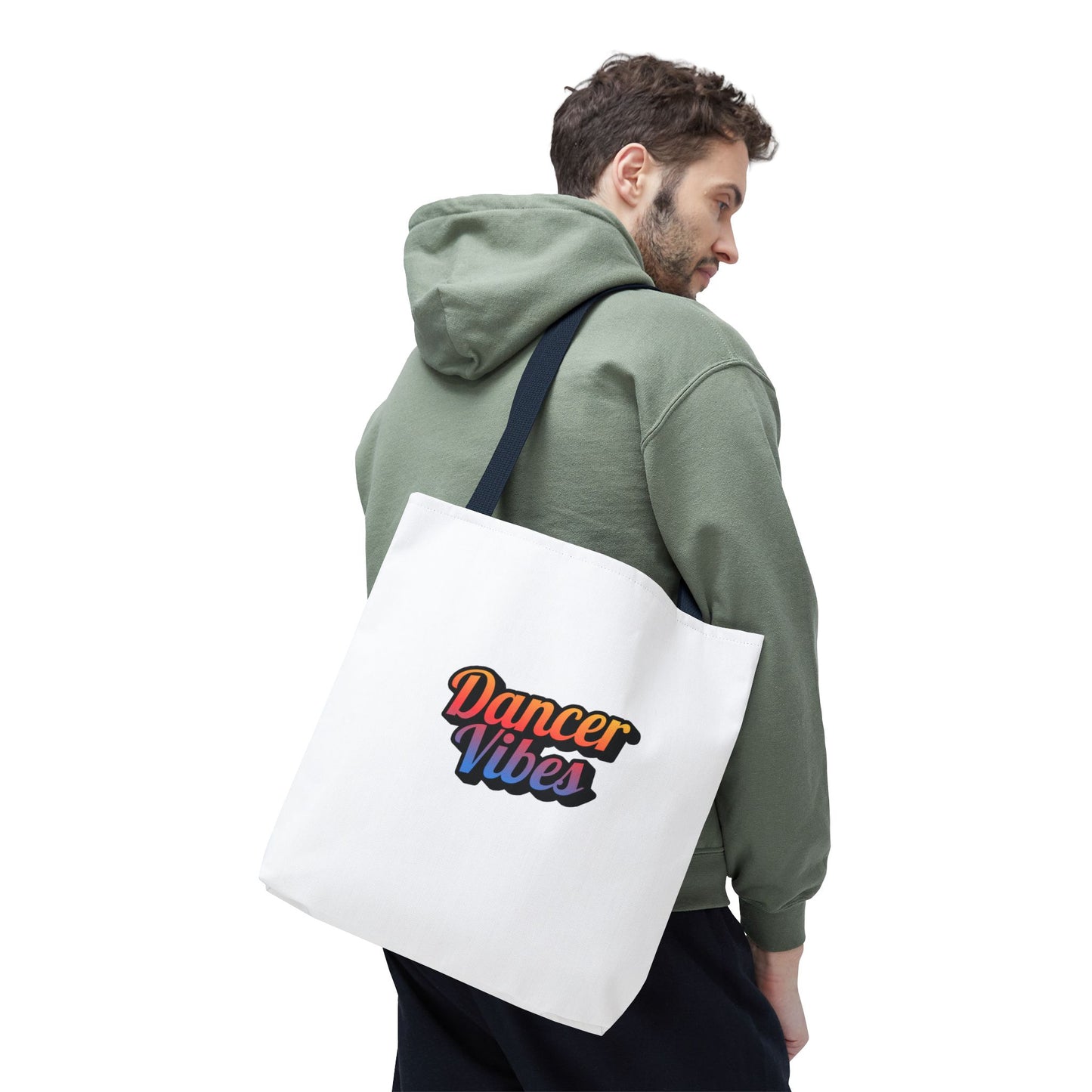 "Dancer Vibes" Canvas Tote Bag – Bold Dance-Themed Text Graphic Bag for Dancers, Students & Everyday Use