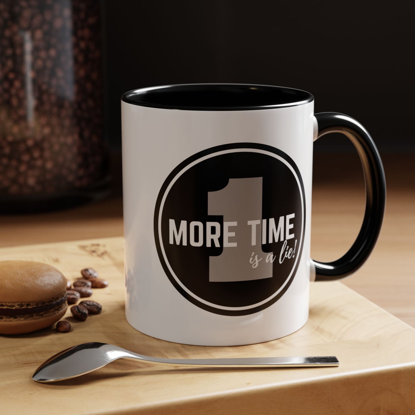 "One More Time is a Lie" Dance Quote Accent Coffee Mug – Bold Emblem Graphic Ceramic Cup