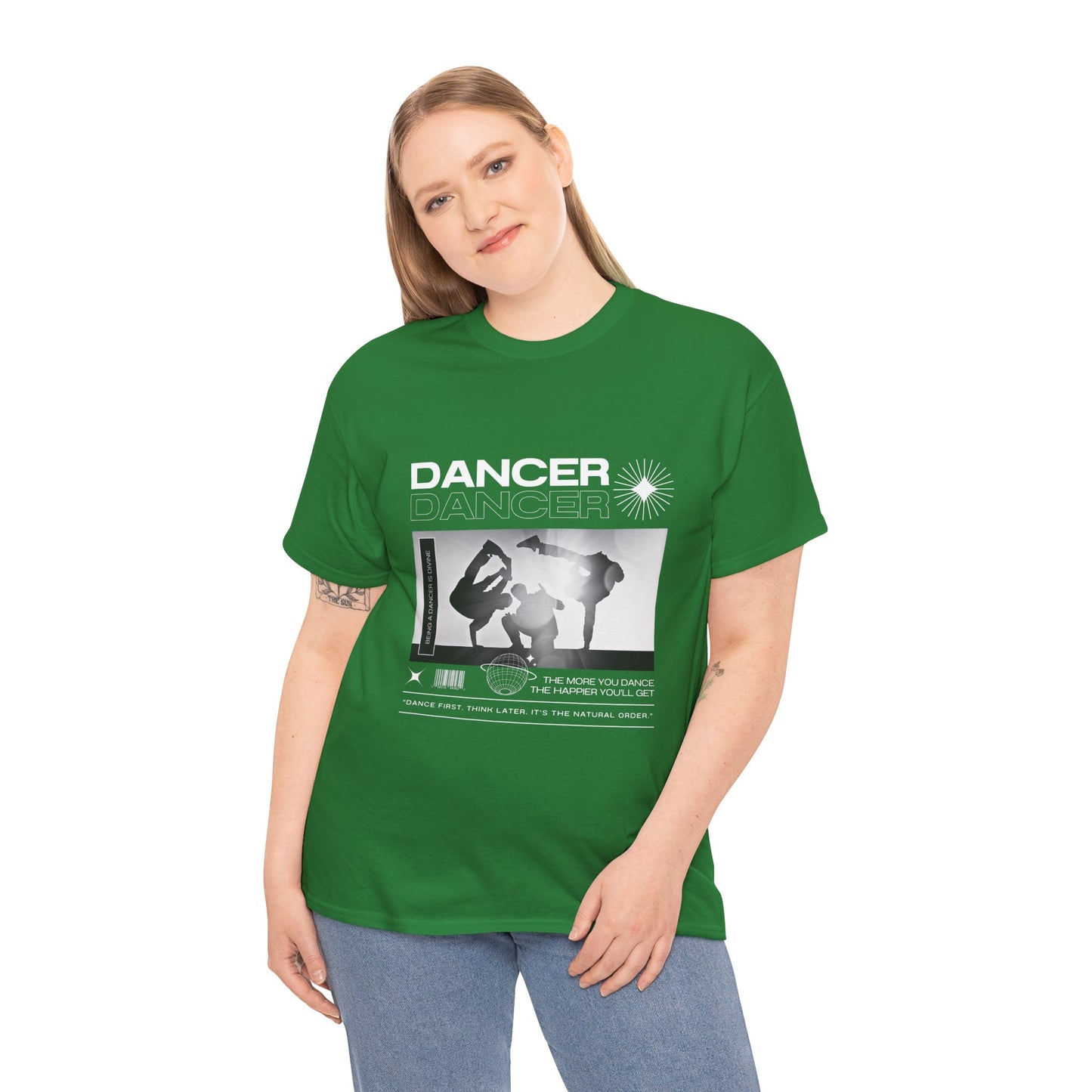 “Dancer” Graphic with Breakdancer Streetwear-Inspired Design | Hip-Hop Dance T-Shirt for Men & Women | Unisex Heavy Cotton Tee