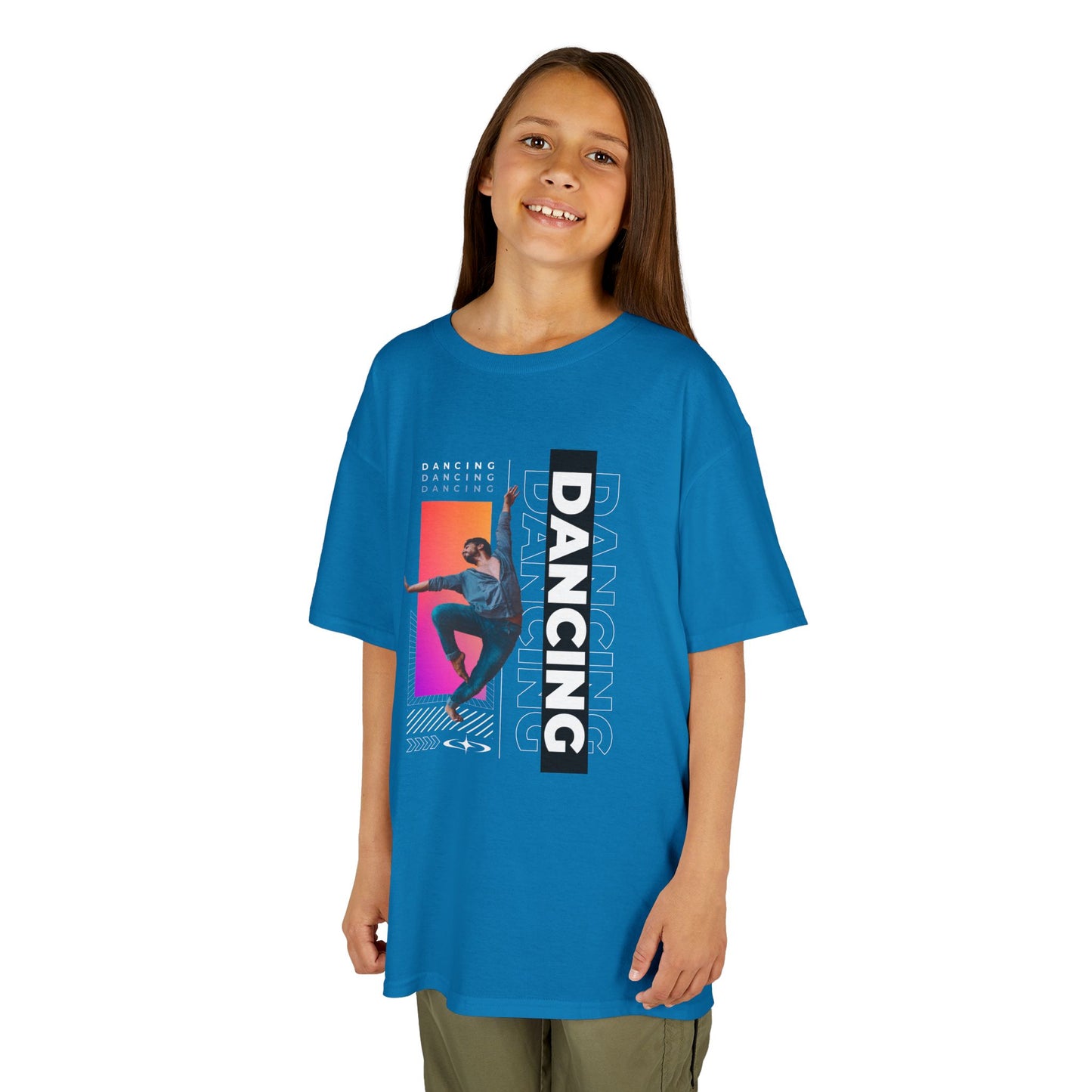 “Dancing” Youth Short Sleeve T-Shirt – Streetwear-Inspired Male Dancer Graphic – Trendy Kids Dance Apparel Tee