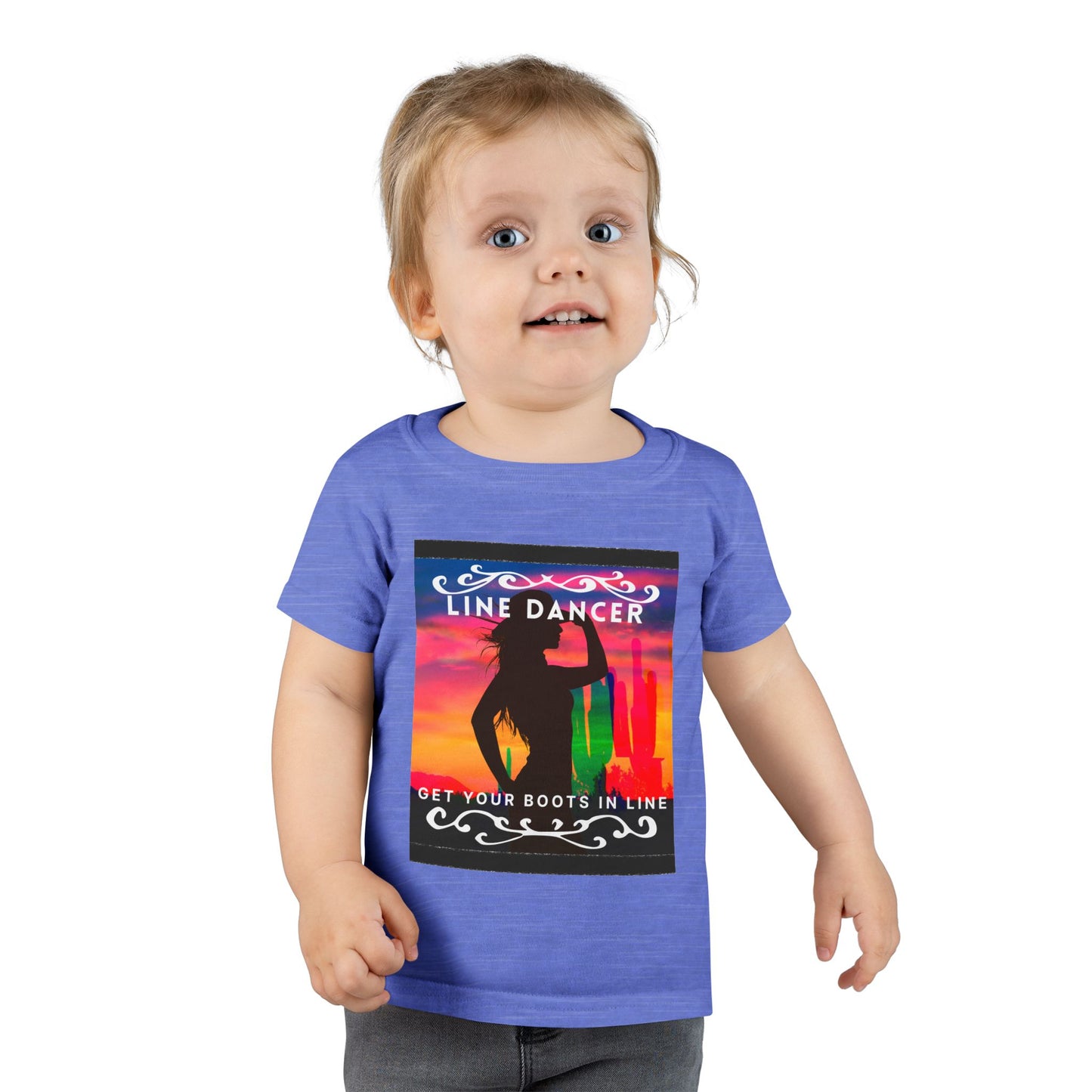 "Line Dancer – Get Your Boots in Line" Toddler Dance T-Shirt – Western-Inspired Short Sleeve Tee for Kids