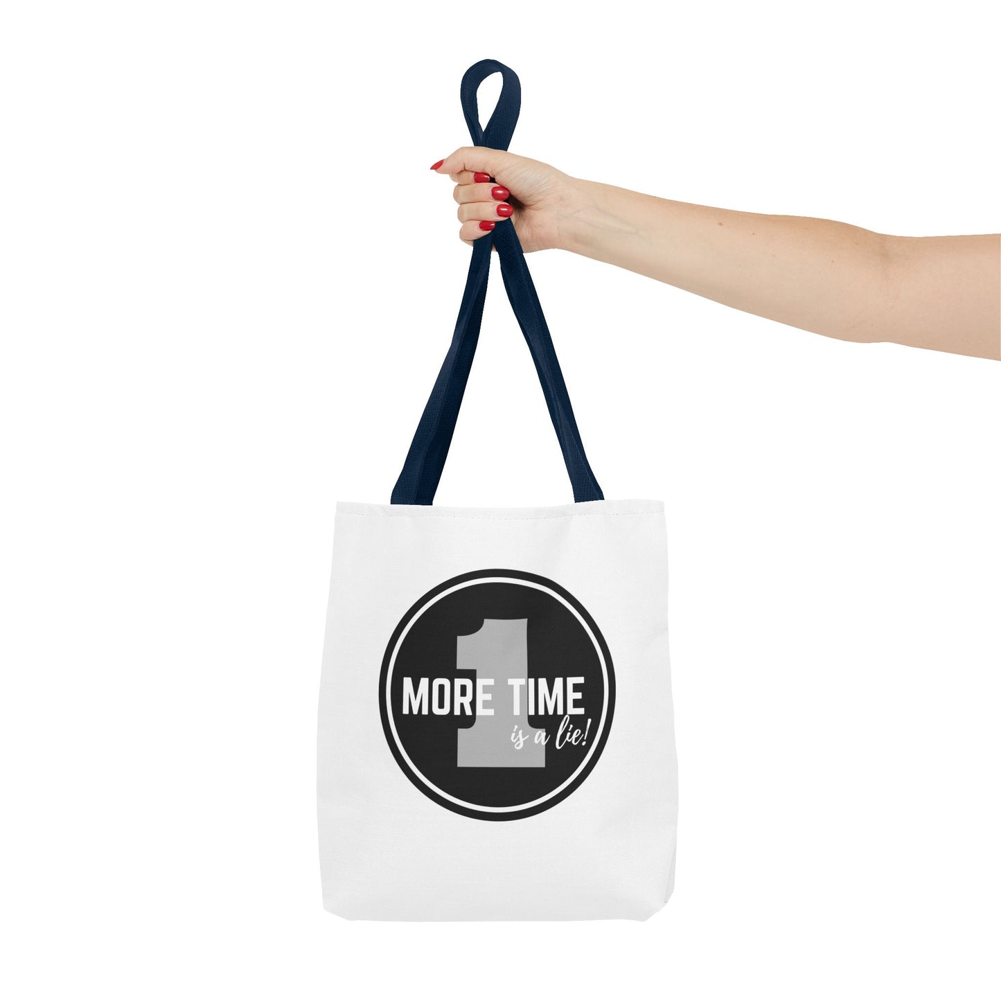 "One More Time is a Lie" Dance Tote Bag – Bold Emblem Graphic Canvas Bag for Dancers, Rehearsals & Everyday Use