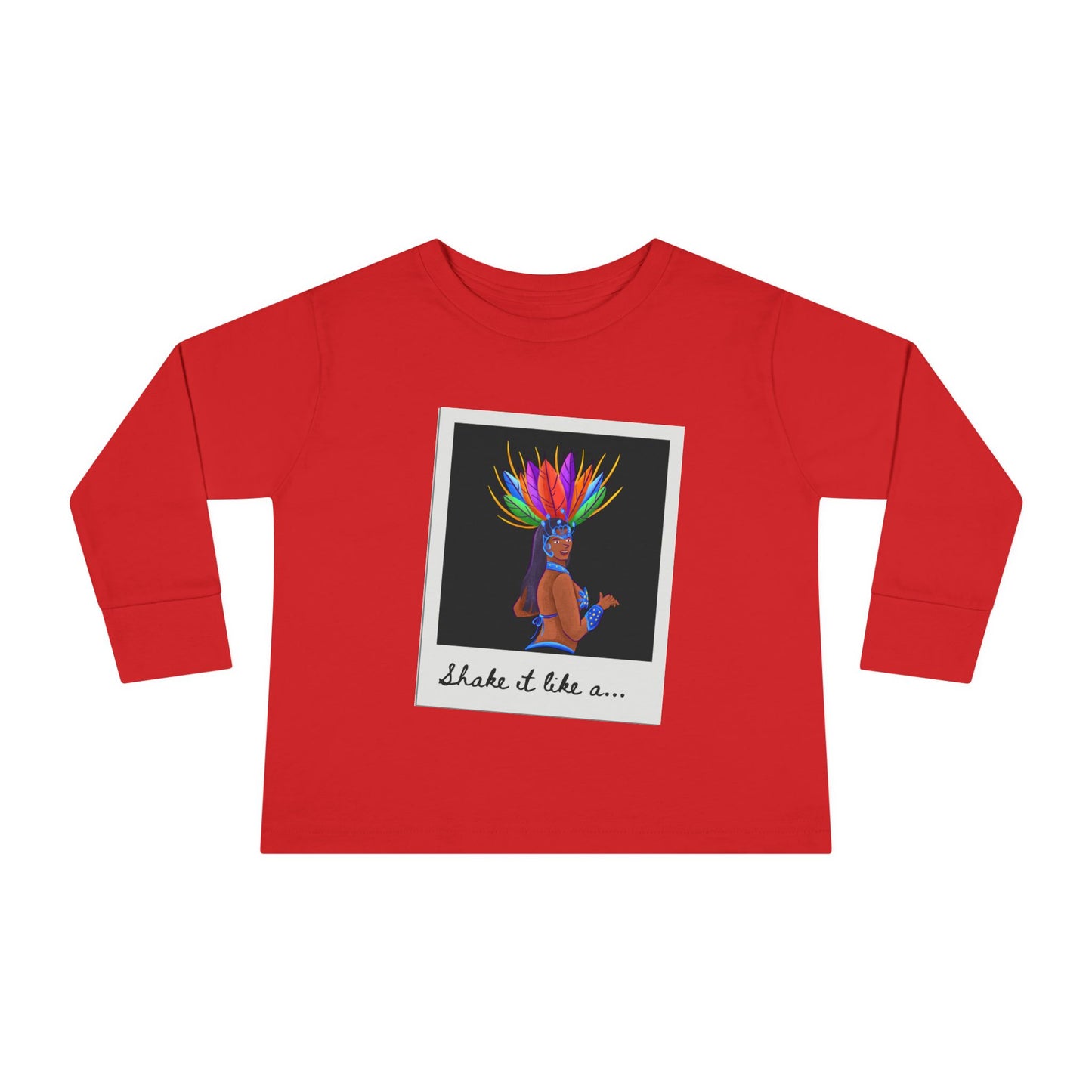 "Shake It Like a…” Toddler Long Sleeve Tee – Samba Dancer Graphic Shirt for Kids