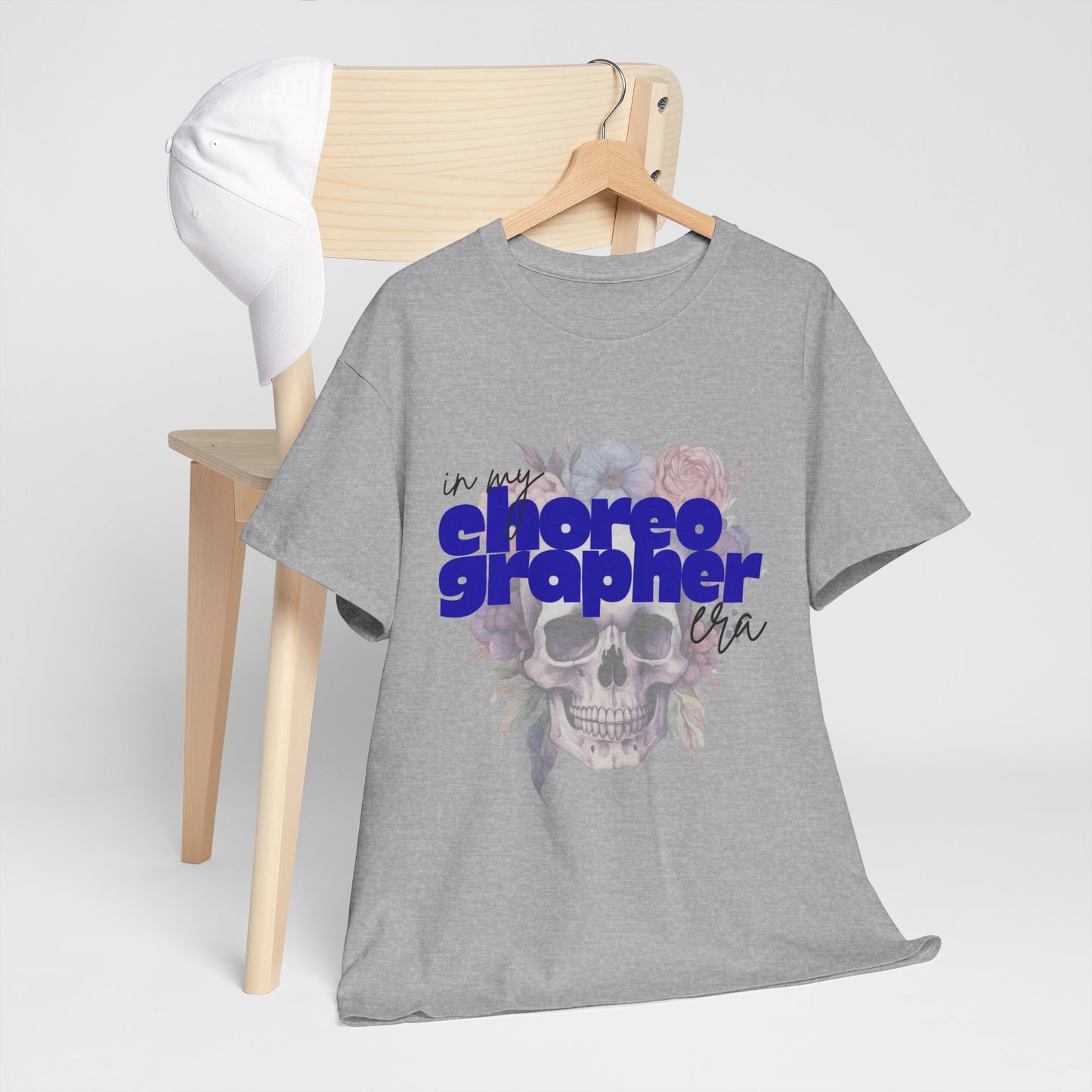 "In My Choreographer Era" Skull Floral Tee – Unisex Heavy Cotton Dance T-Shirt with Cool Gothic Graphic
