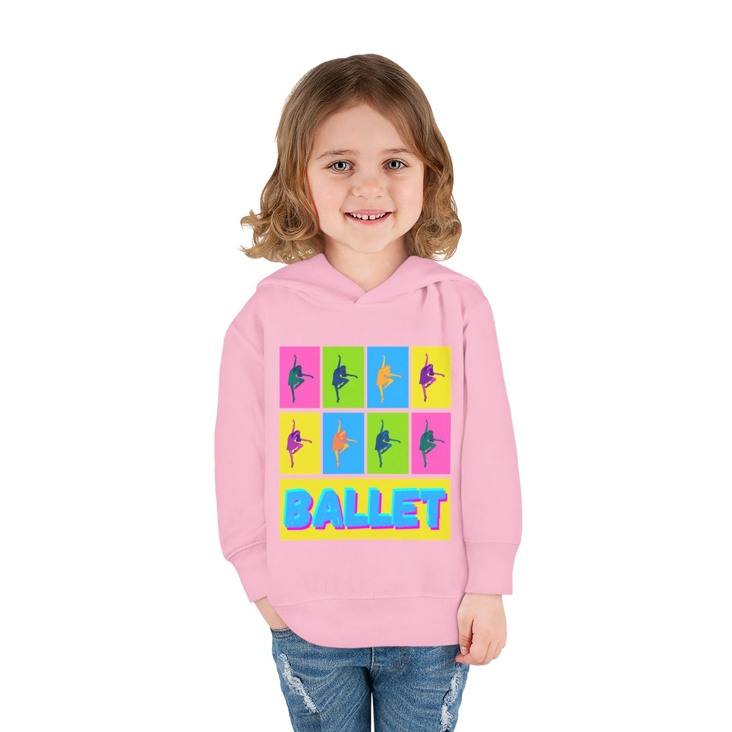 “Ballet" Toddler Pullover Hoodie – Pop Art Inspired Dance Graphic Sweatshirt with Ballet Dancer Design for Kids