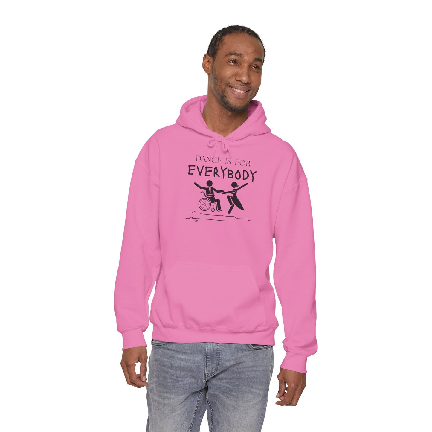 "Dance Is for Everybody" Unisex Hoodie – Inclusive Dance-Themed Hoodie for Teens and Adults with Personalization Option on Sleeve