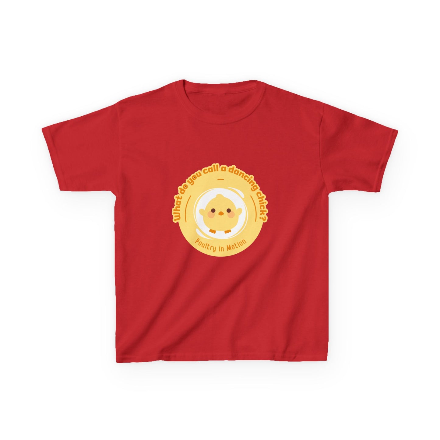 “What do you call a dancing chick? Poultry in Motion” Funny Chick Dance Tee for Kids – Cute Chicken Graphic - Youth Dance Pun T-Shirt