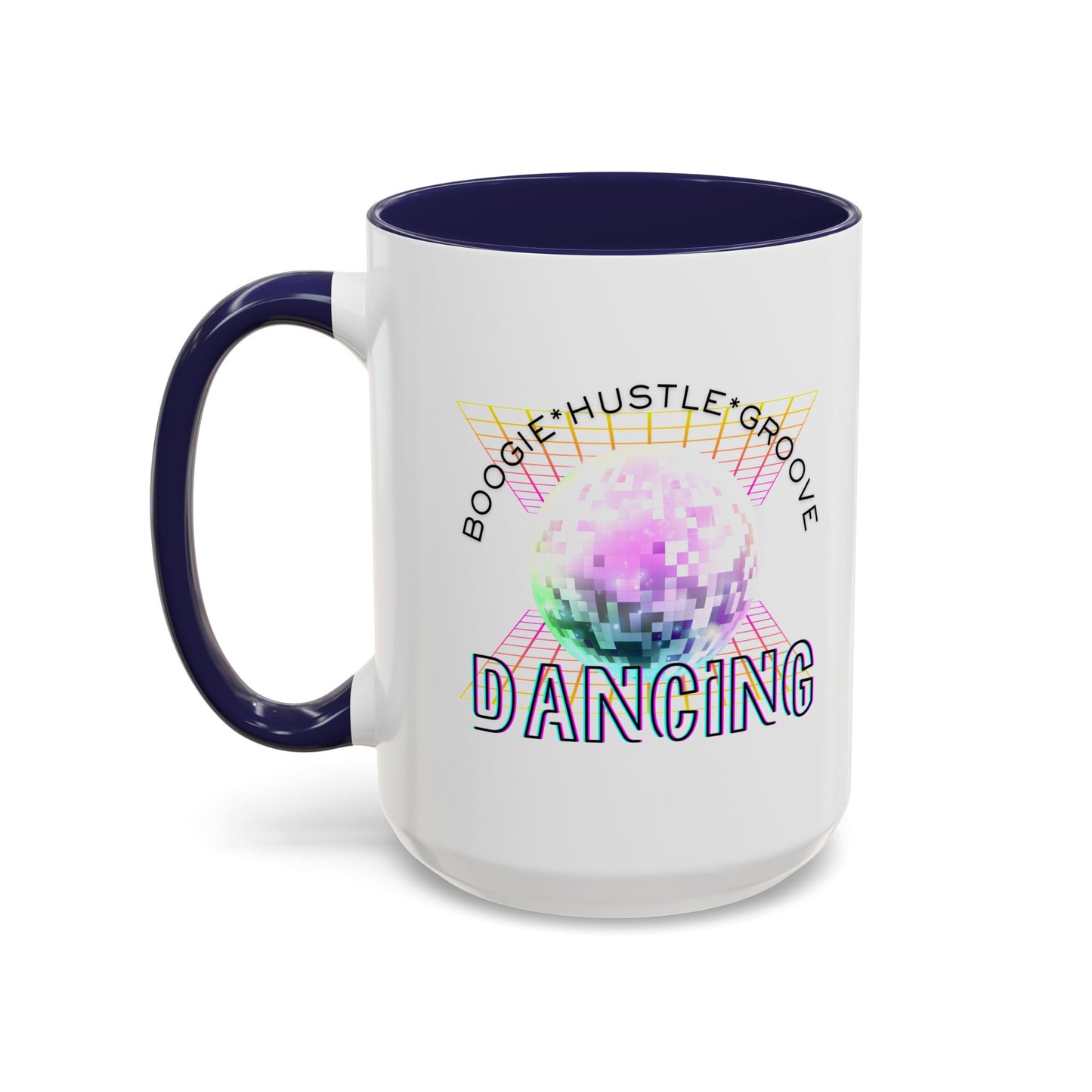 "Boogie, Hustle, Groove - Dancing" Disco Accent Coffee Mug – Fun Retro Dance Gift for Coffee Lovers