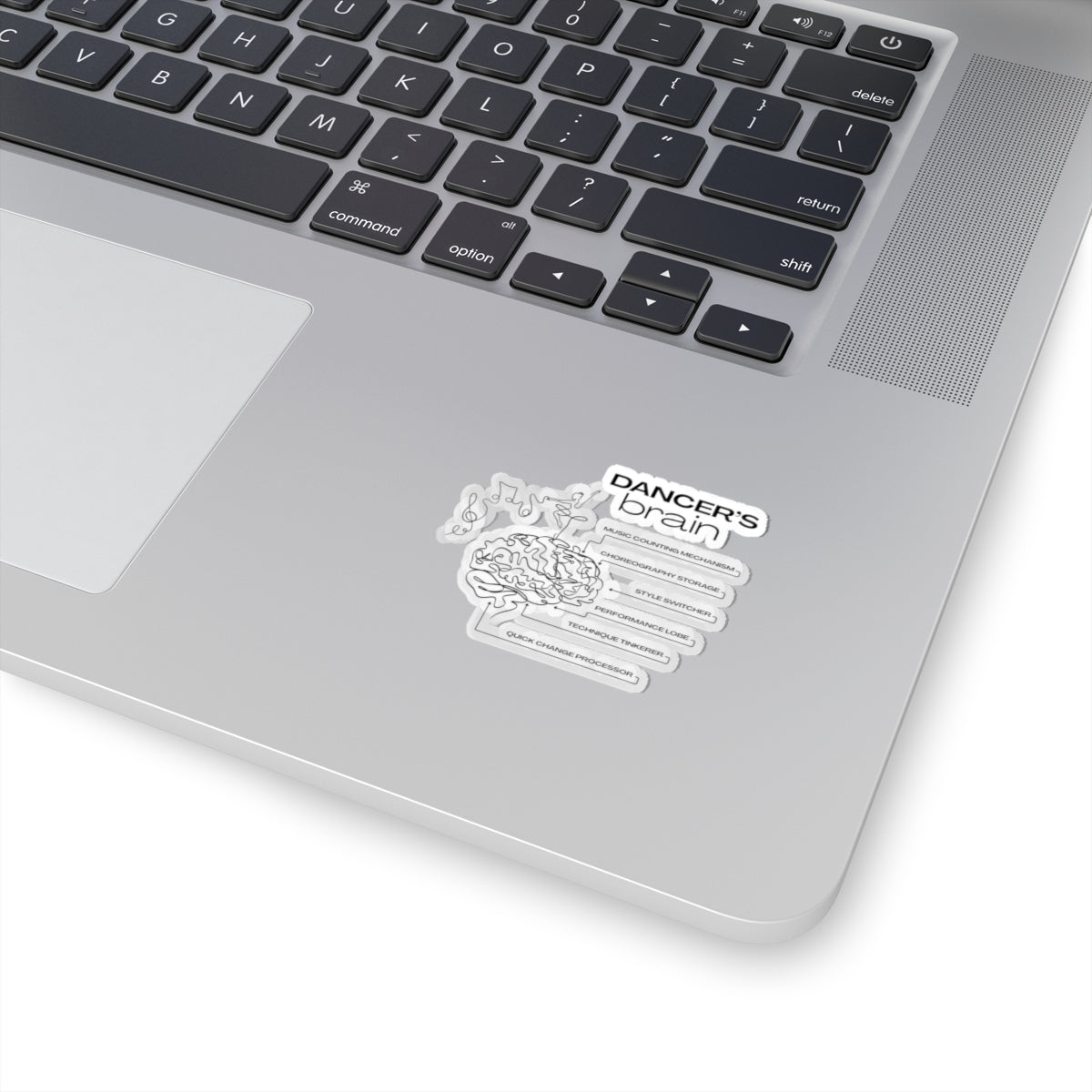 “Dancer’s Brain” Kiss-Cut Sticker – Funny Dance-Themed Vinyl Sticker with Cute Dancer Brain Illustration for Dancers and Performers