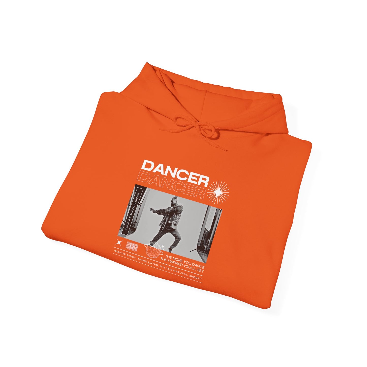 “Dancer” Text with Jazz-Inspired Streetwear-Style Pose Graphic – Unisex Heavy Blend™ Hooded Sweatshirt – Cozy Dance Hoodie for Jazz Dancers & Performing Arts Lovers  "