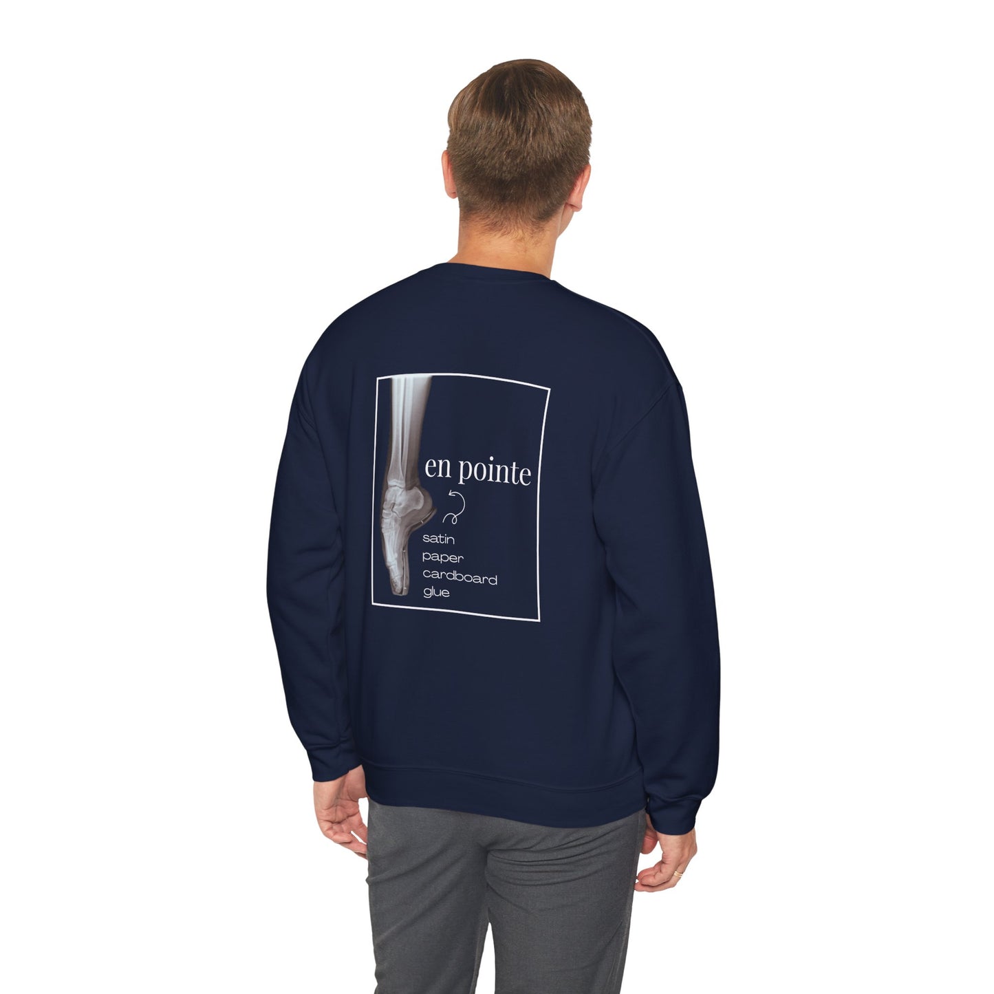 “I Dance en Pointe” - Optional Personalized Sleeve - Ballet Unisex Heavy Blend™ Crewneck Sweatshirt with Front and Back Print
