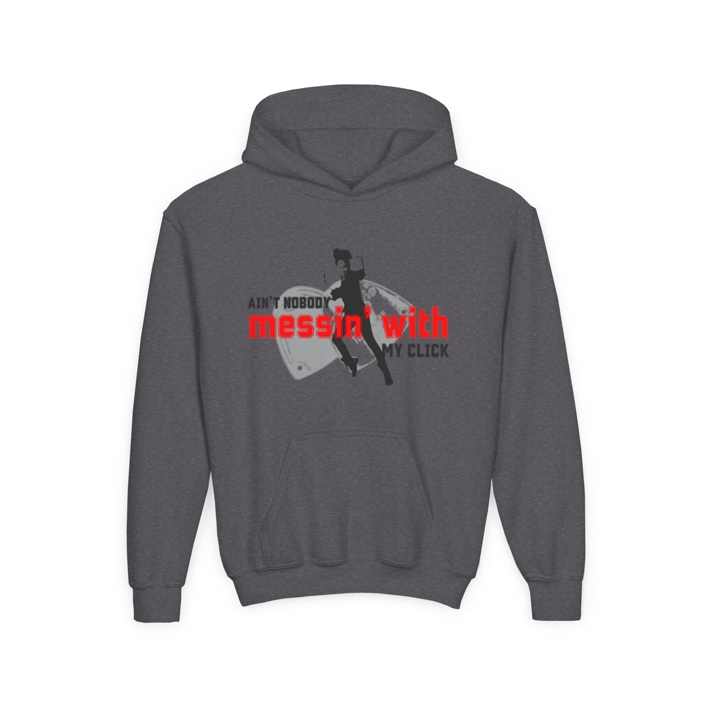 “Ain’t Nobody Messin’ with My Click” Tap Dance Graphic with Tap Shoes & Dancer - Unisex Youth Hoodie – Streetwear Tap Dancing Hoodie for Kids & Young Performers