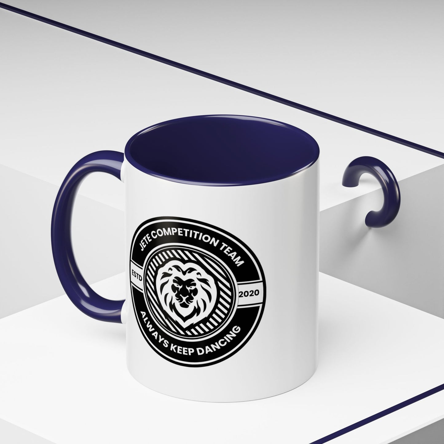 "Jeté Competition Team – Always Keep Dancing" Accent Coffee Mug – Collegiate Style Ceramic Mug for Dancers and Studio Teams