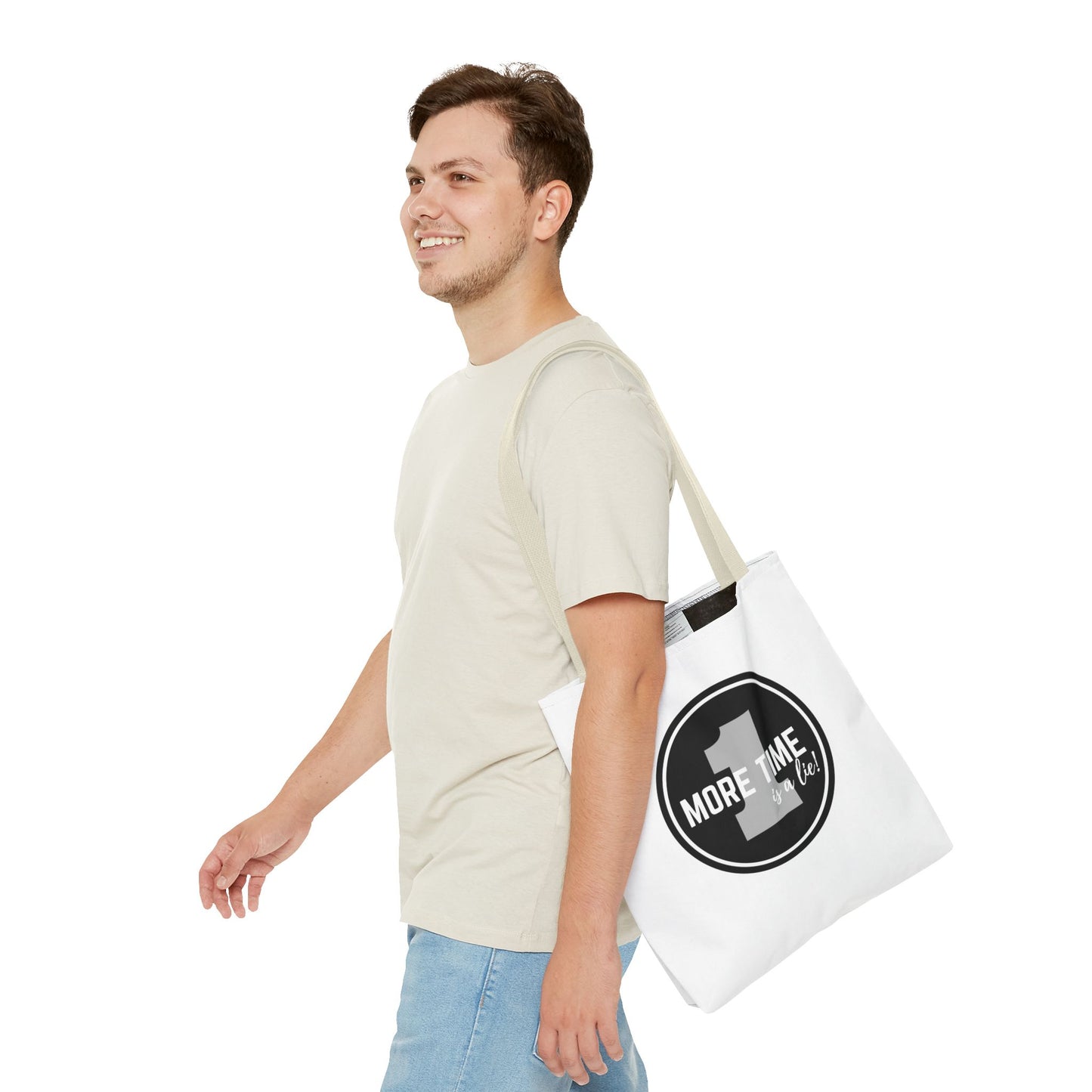 "One More Time is a Lie" Dance Tote Bag – Bold Emblem Graphic Canvas Bag for Dancers, Rehearsals & Everyday Use