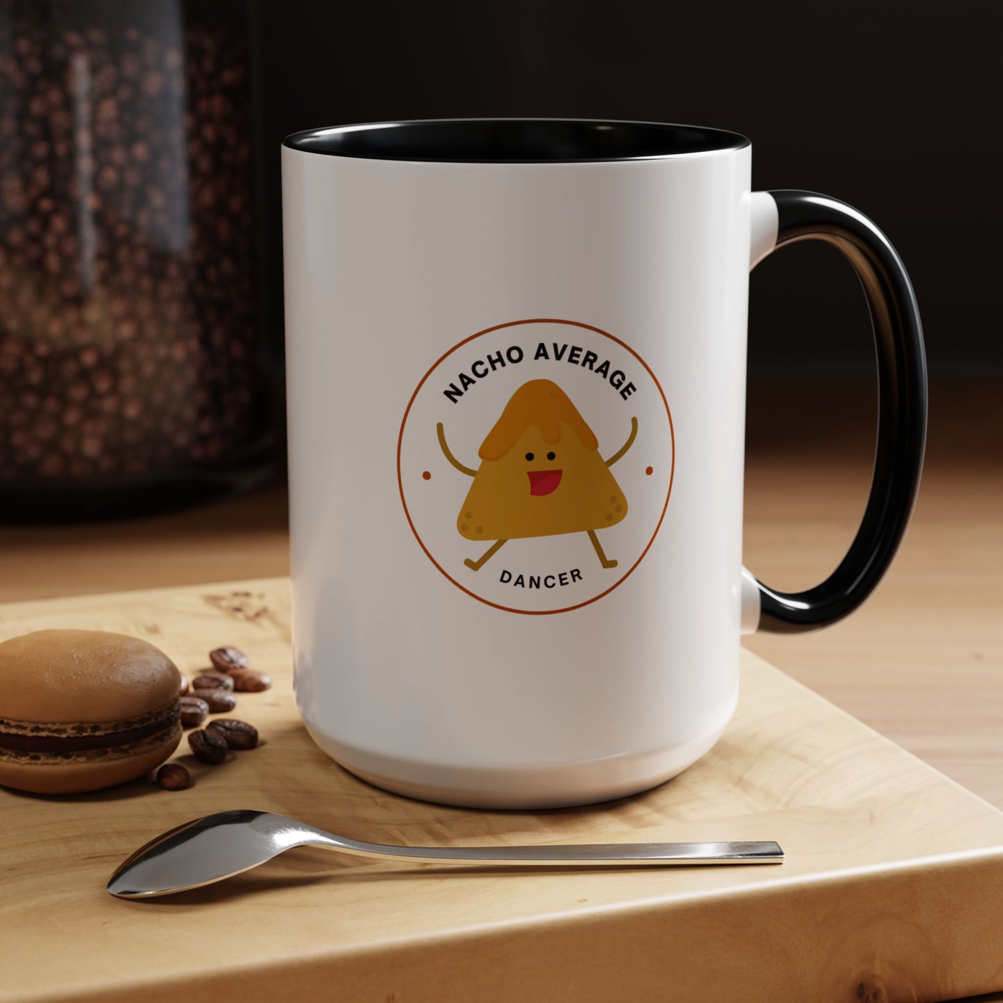 "Nacho Average Dancer" Accent Coffee Mug – Funny Dance Pun Ceramic Mug with Nacho Graphic for Dancers