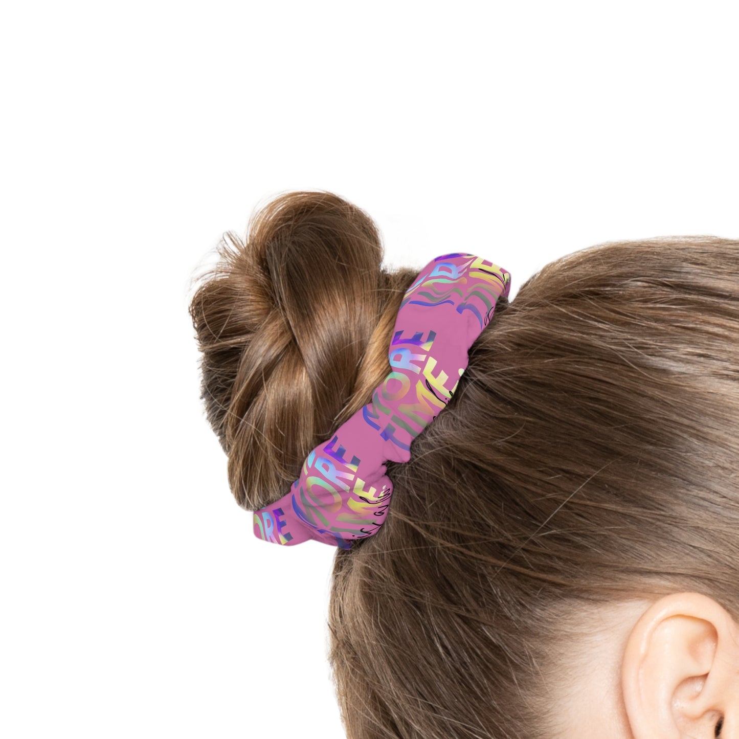 “One More Time Is a Lie” Scrunchie – Funny Dance Rehearsal Hair Accessory with Colorful Text Graphic