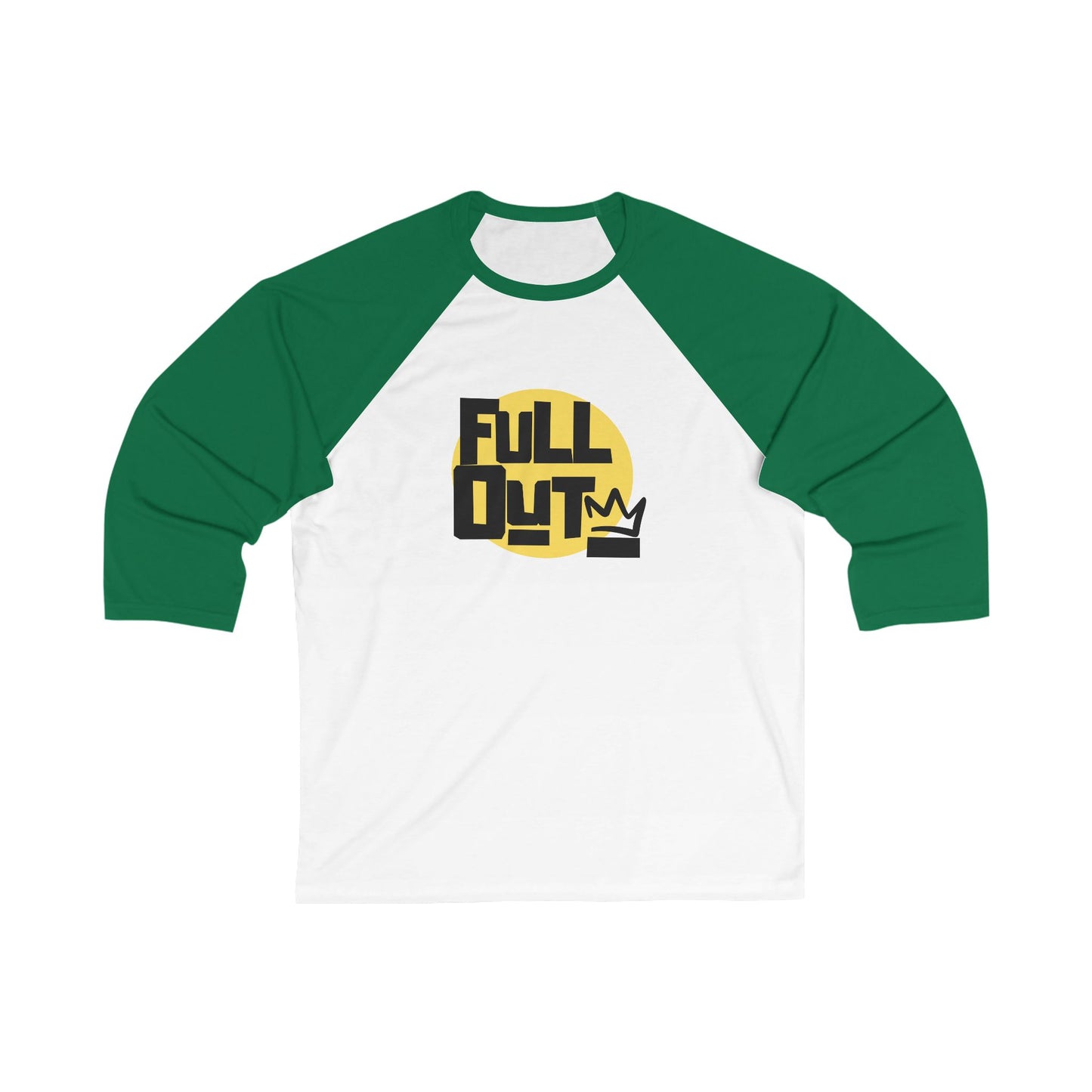 "Full Out" Unisex 3/4 Sleeve Baseball Tee – Bold Streetwear-Inspired Dance Shirt for Dancers and Performers