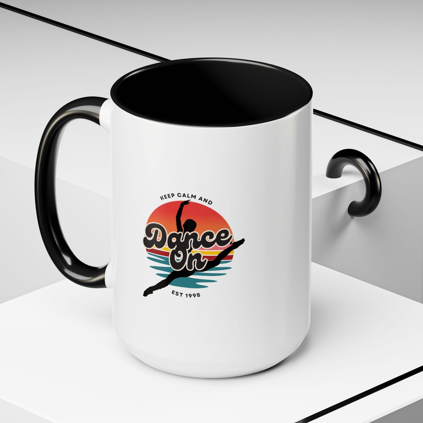 "Keep Calm and Dance On" Accent Coffee Mug – Motivational Dance Quote Ceramic Mug for Dancers and Instructors
