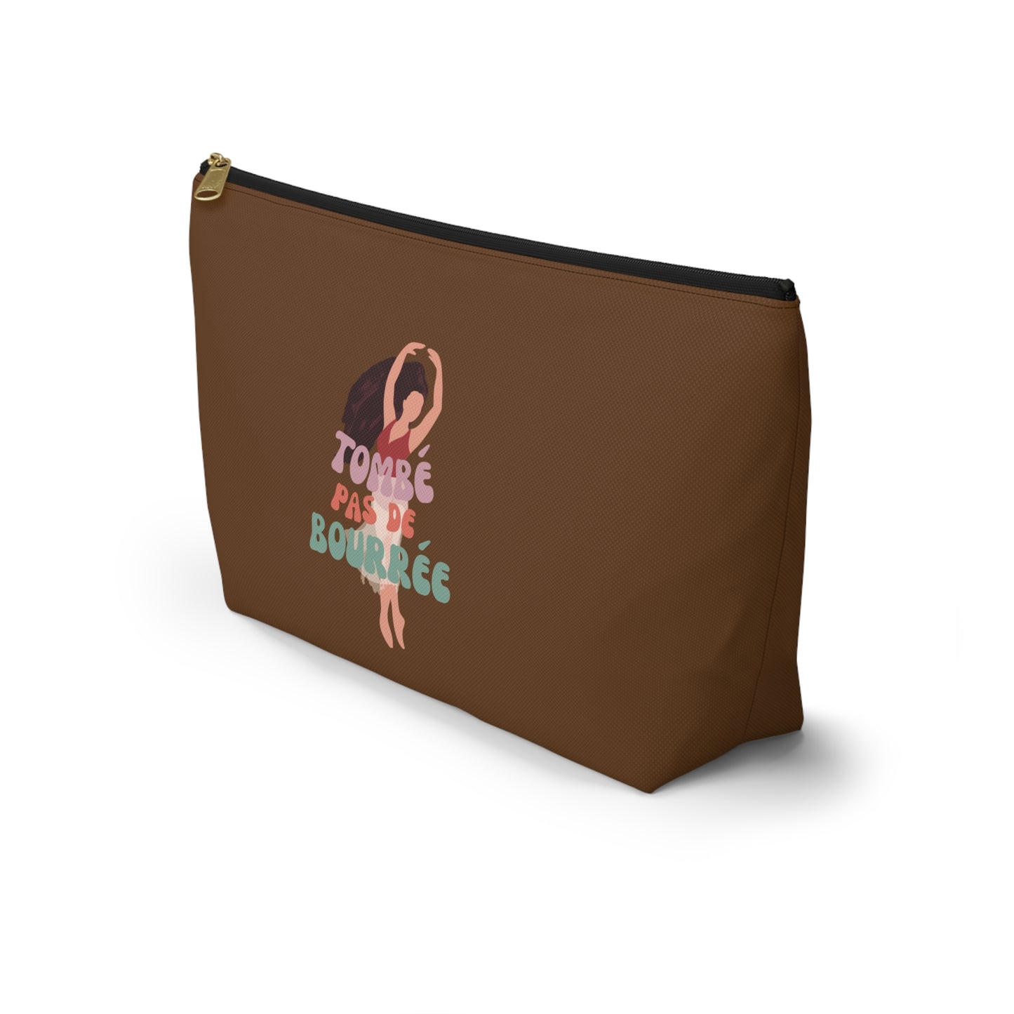 "Tombé Pas de Bourrée" Makeup Bag – Elegant Ballet Dancer Graphic – Ballet-Themed Zipper Pouch for Cosmetics, Accessories & Dance Gifts