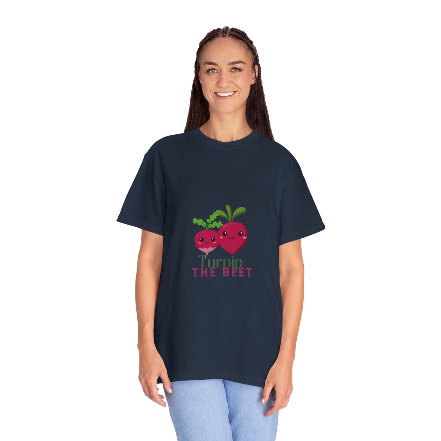 "Turnip the Beet" Unisex Garment-Dyed T-Shirt – Cute Veggie Dance Pun Graphic Tee – Funny Foodie Shirt for Dancers & Music Lovers