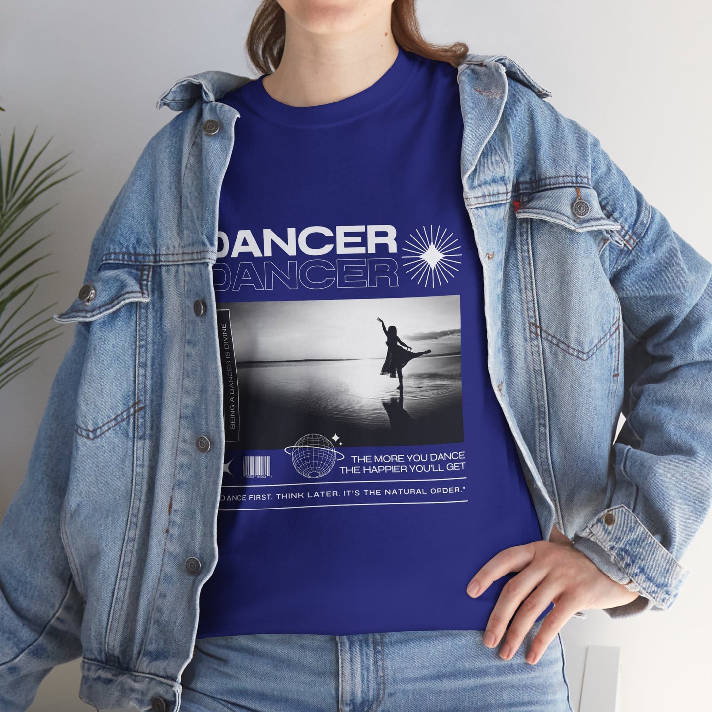 "Dancer" Arabesque Beach Scene Unisex Heavy Cotton Tee – Streetwear-Inspired Ballet Dance Graphic T-Shirt