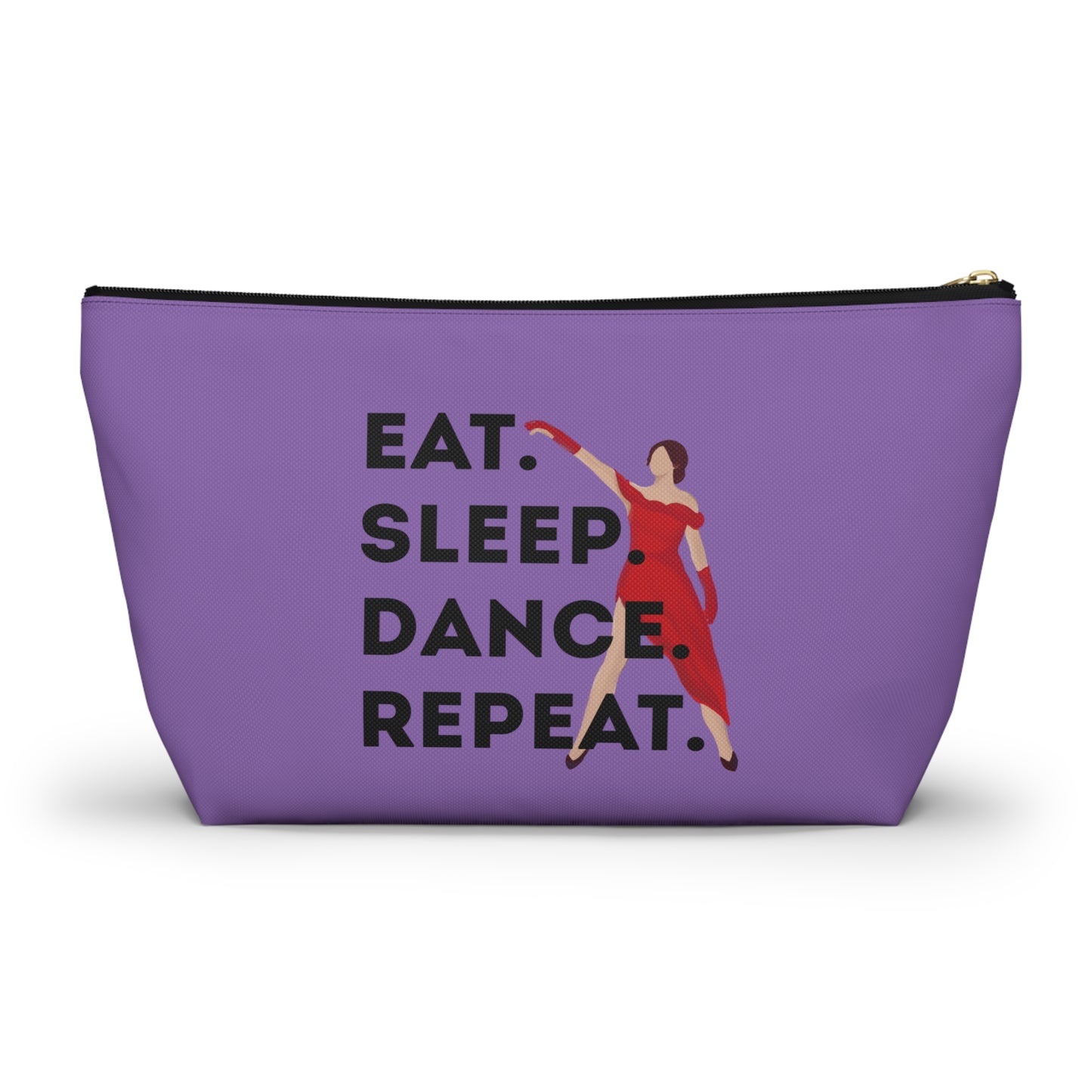“Eat Sleep Dance Repeat” Makeup Bag – Bold Dancer Graphic – Dance-Themed Zipper Pouch for Cosmetics, Accessories & Travel Essentials