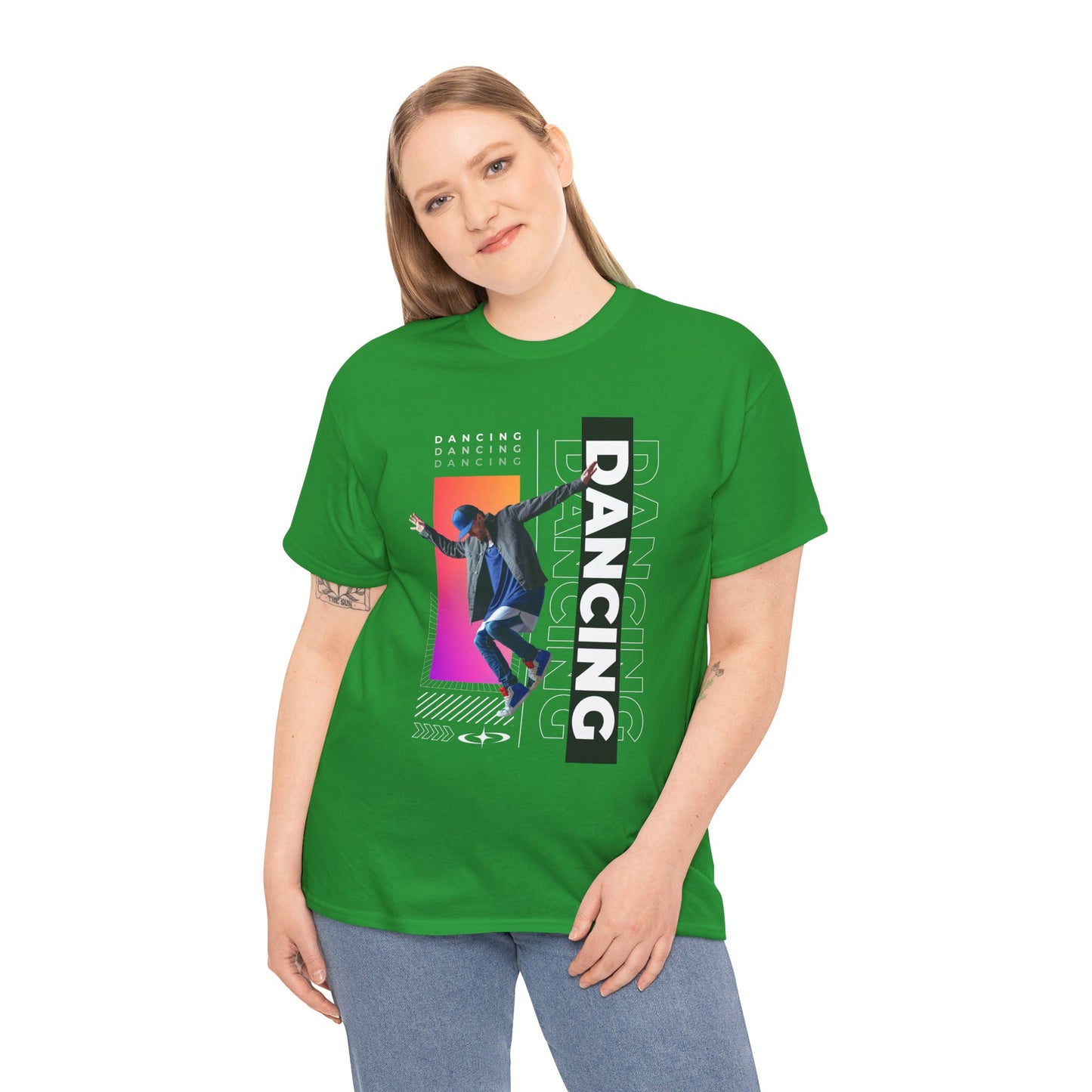 “Dancing” Streetwear-Inspired Male Dancer Unisex Heavy Cotton Tee – Urban Dance Graphic T-Shirt for Performers and Dance Lovers