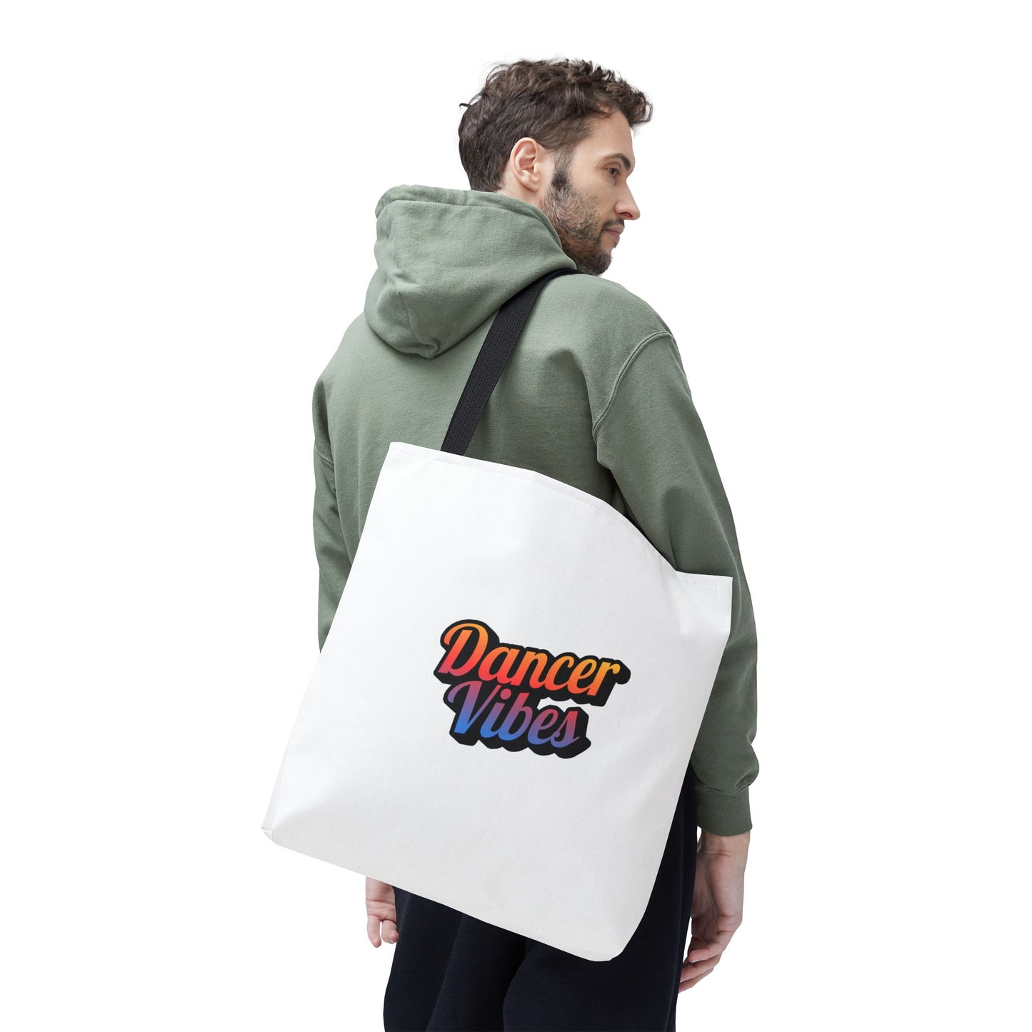 "Dancer Vibes" Canvas Tote Bag – Bold Dance-Themed Text Graphic Bag for Dancers, Students & Everyday Use
