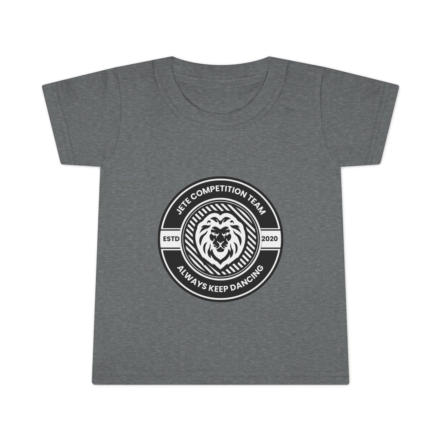 "Jeté Competition Team – Always Keep Dancing" Toddler Dance T-Shirt – Collegiate-Inspired Emblem Graphic Short Sleeve Tee for Kids